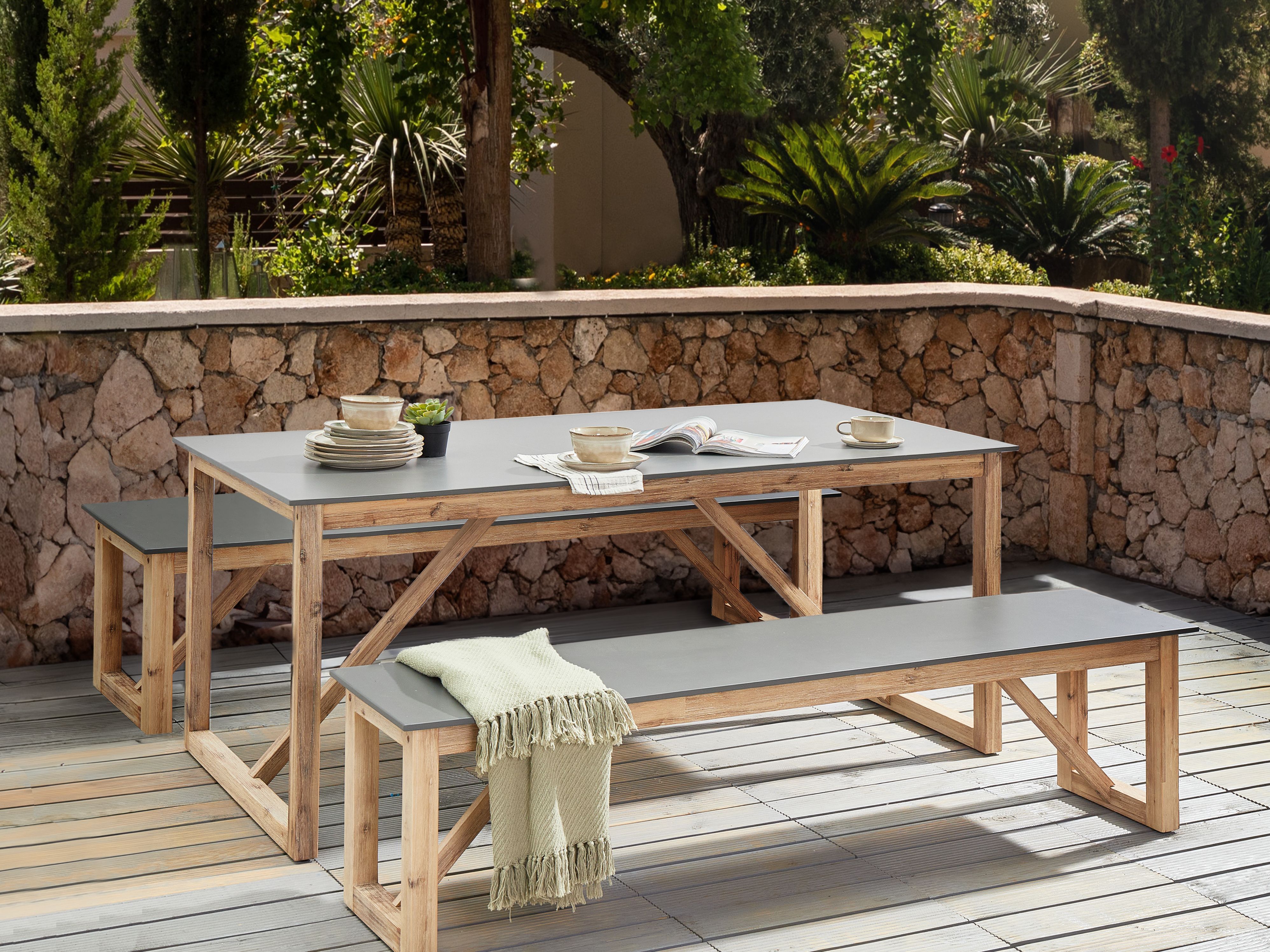 Garden Bench NOTTERI 180 cm Concrete Grey