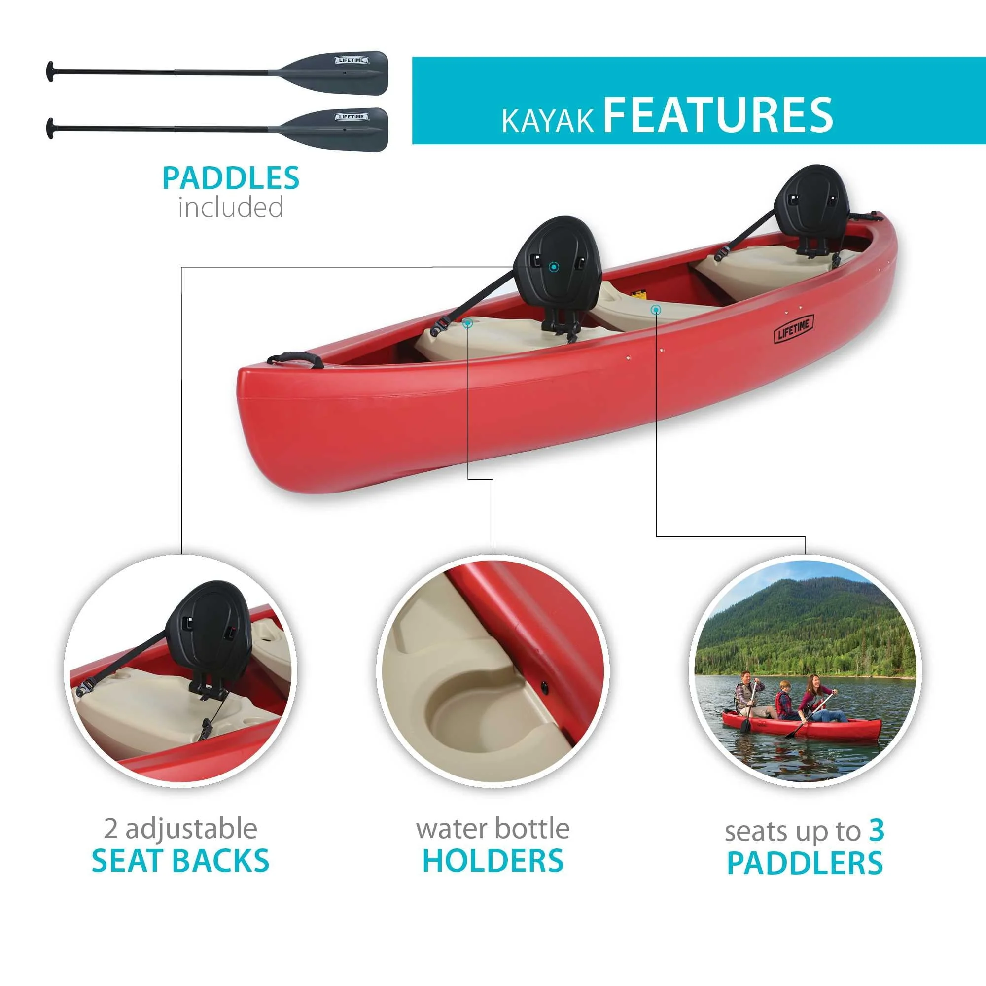 Lifetime Kodiak 13 ft Canoe, Red (90658) - Image 4