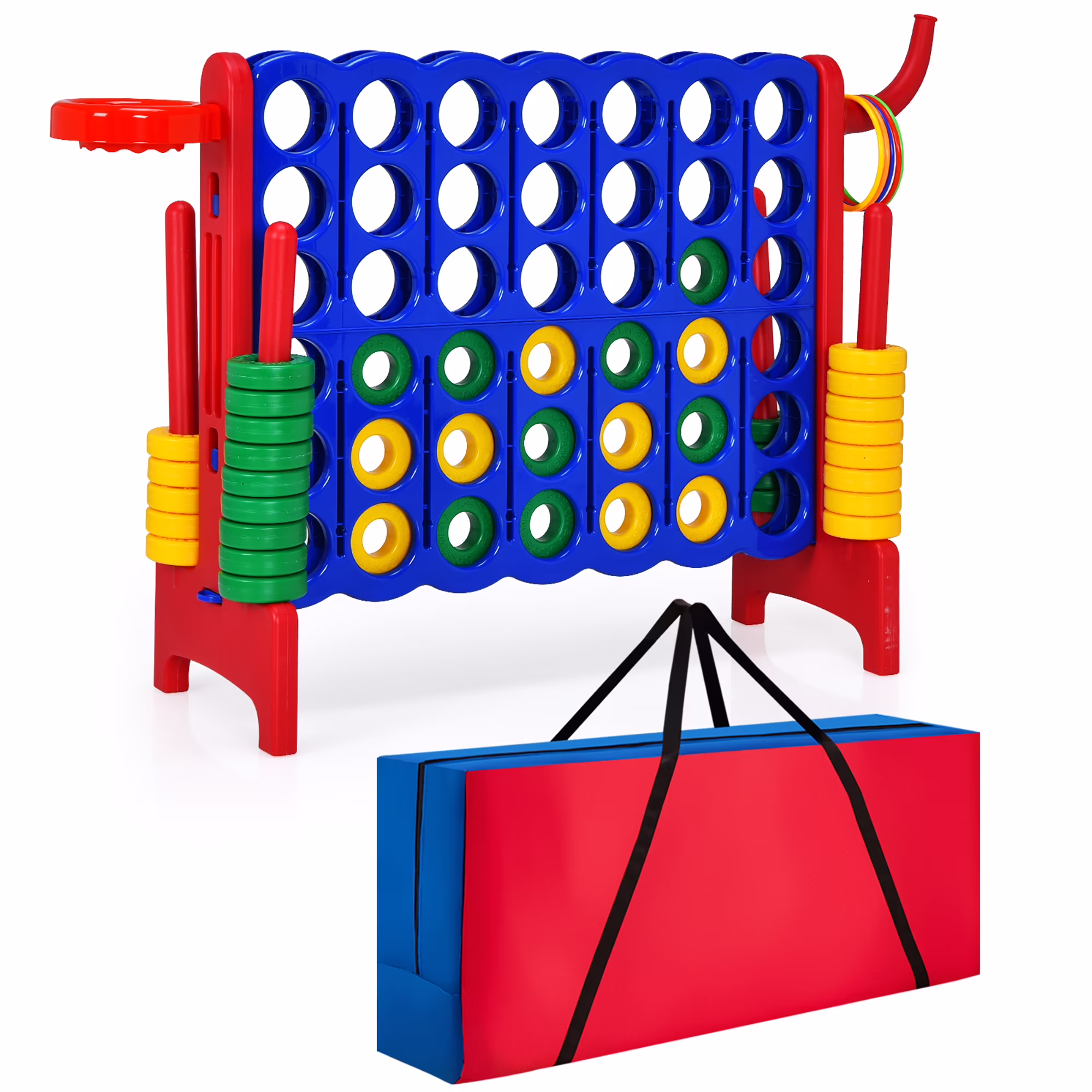 Costway Giant 4 in A Row Jumbo 4-to-Score Game Set W/Storage Carrying Bag for Kids Adult - Image 7