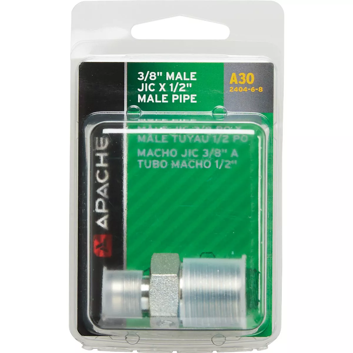Apache 3/8 In. Male JIC x 1/2 In. Male Pipe Straight Hydraulic Hose Adapter