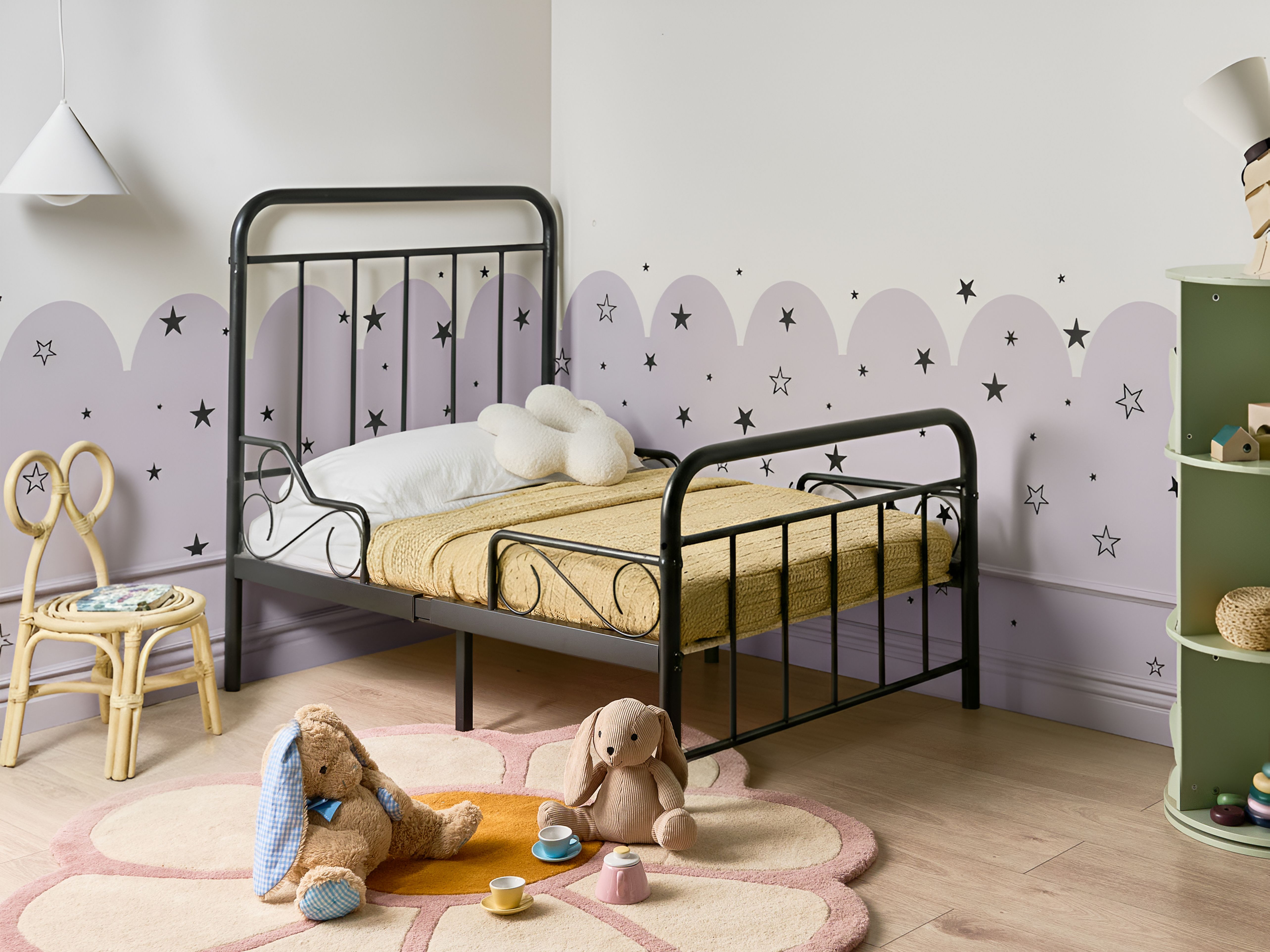 Extendable Kids Bed Metal ANAIS 90 x 200 cm (EU Single) Black