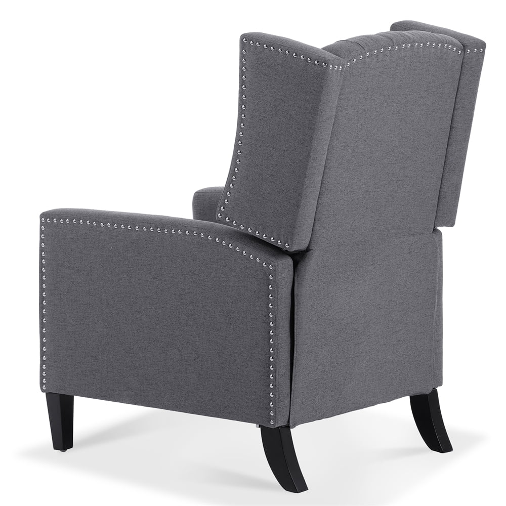 Triple Tree Modern Fabric Foam Wood Solid Print Nailhead Trim Accent Chair, Beige - Image 20