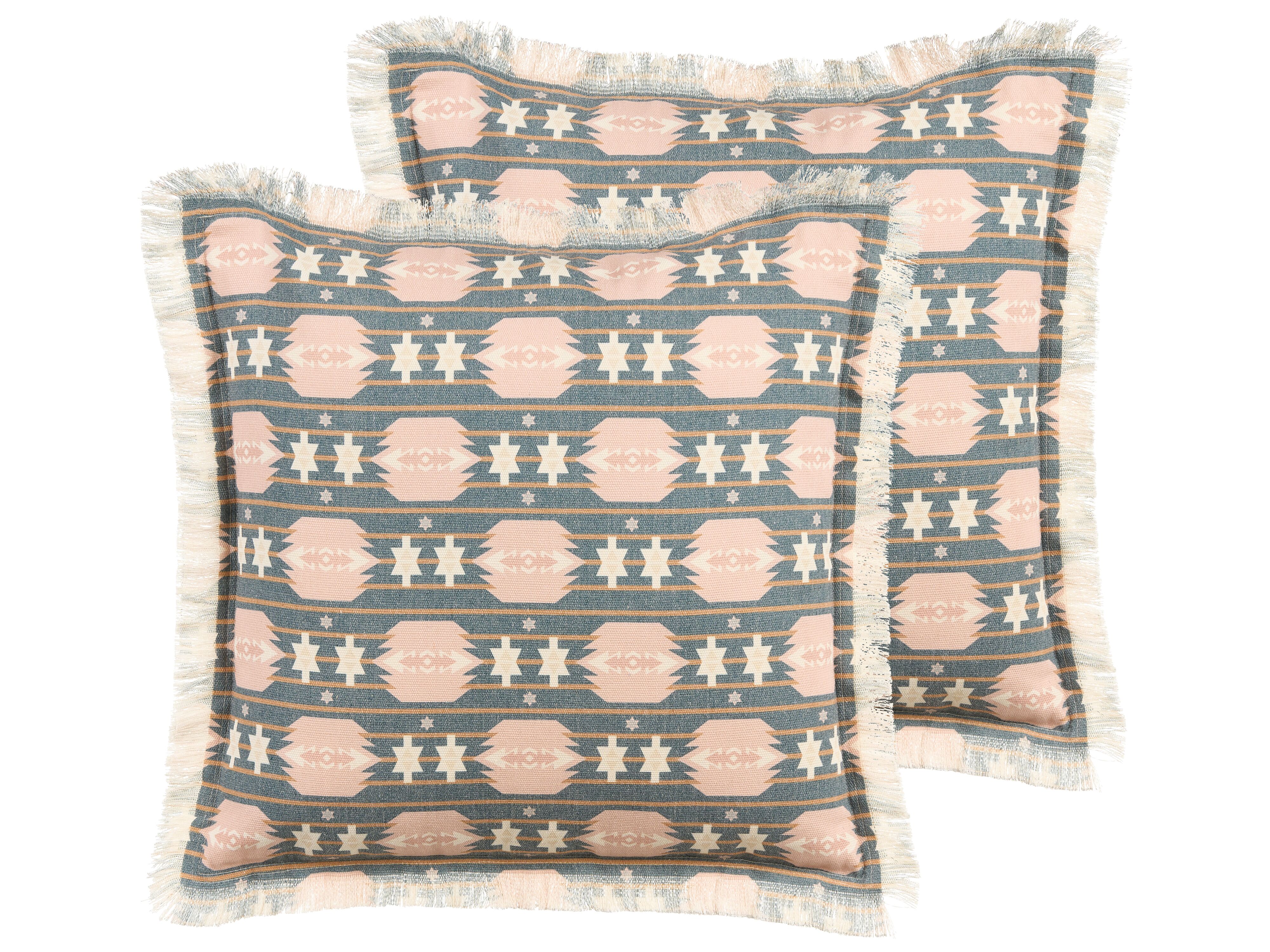 Set of 2 Decorative Cushions DIANTHUS 60 x 60 cm Multicolour Geometric Pattern