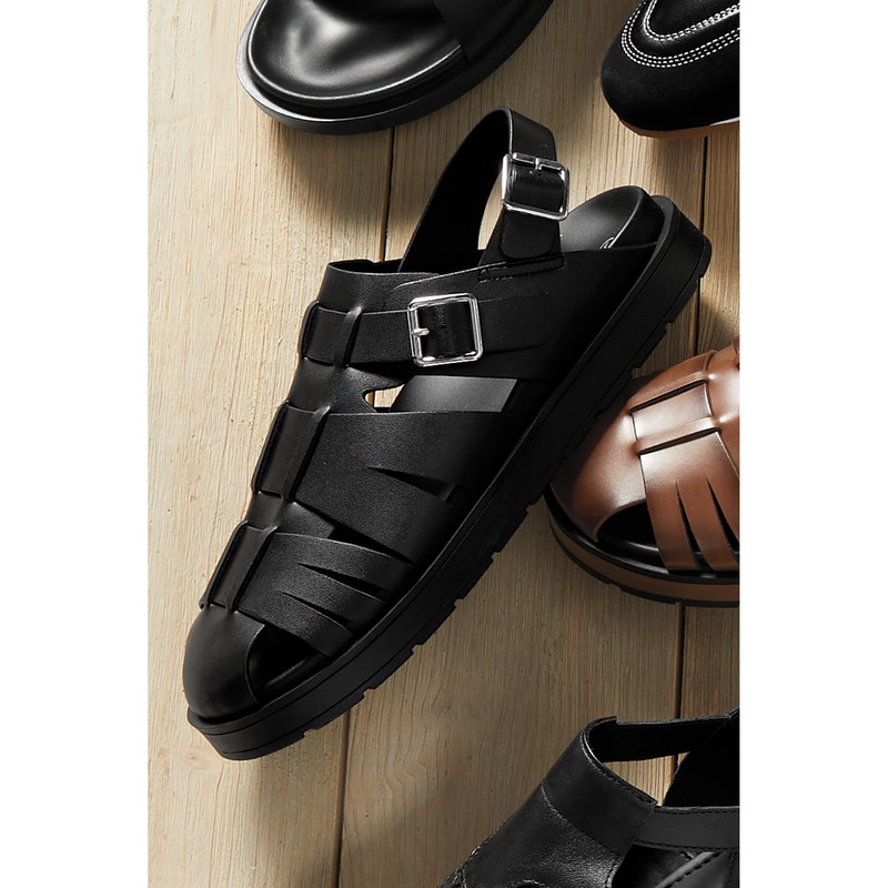 Stacy Adams Largo Faux Leather Slingback Buckle Sandal with Platform - MIDNIGHT VELVET CATALOG