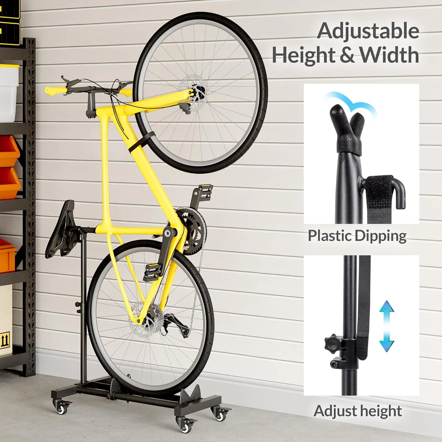 Vertical Bike Stands (2 Pack)��Standing Bike Rack for Garage Floor��Upright Bicycle Floor Stand Indoor Bike Holder with Adjustable Height for Garage & Apartment - for Wheels Sizes up to 29�� - Image 16