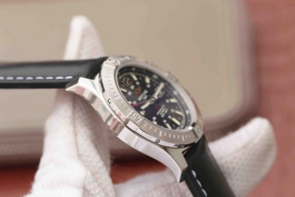 Replica Breitling Colt Automatic 44mm SS GF Black Textured Dial Black Leather Strap A2824 - Top club