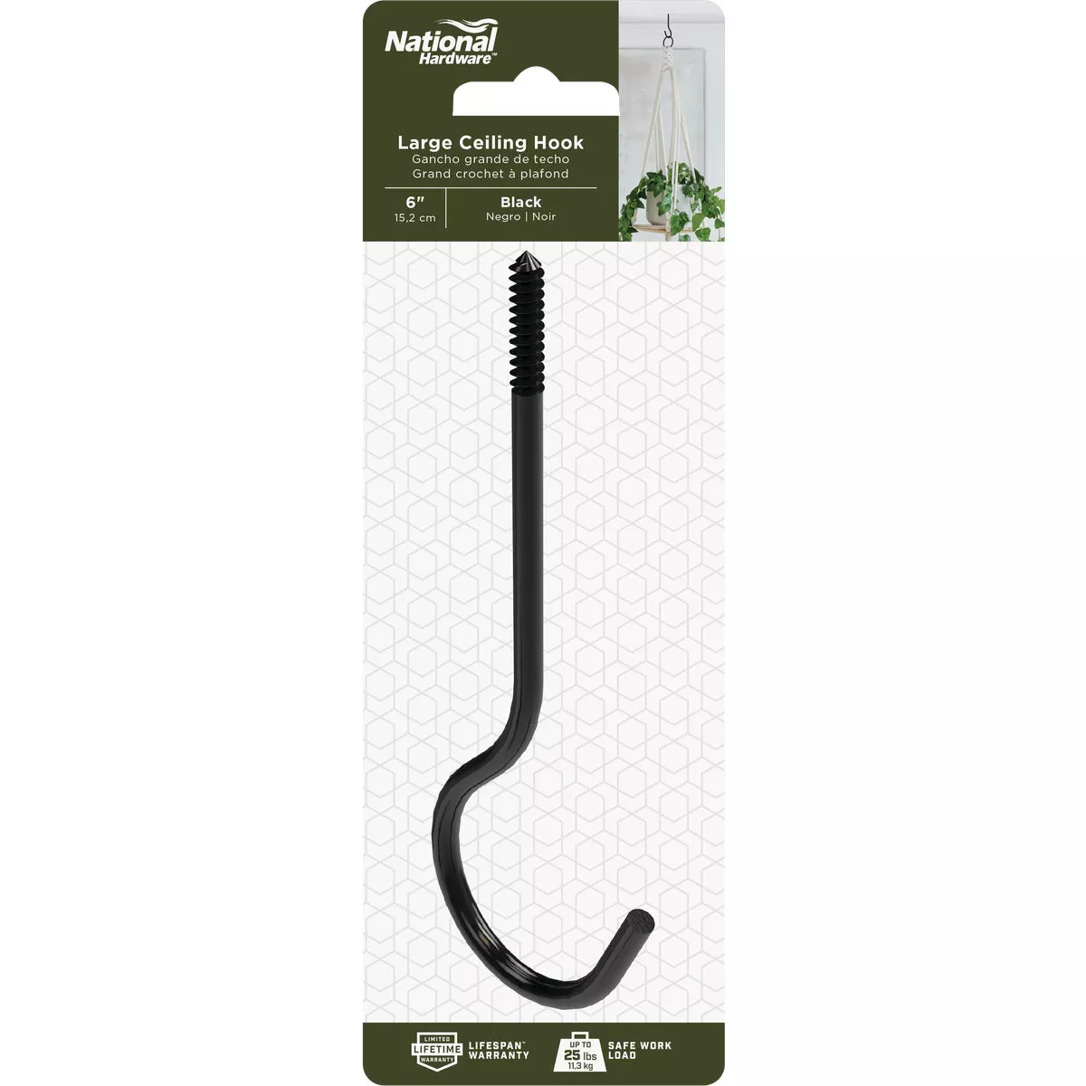 National Hardware 6 In. Black Ceiling Hook