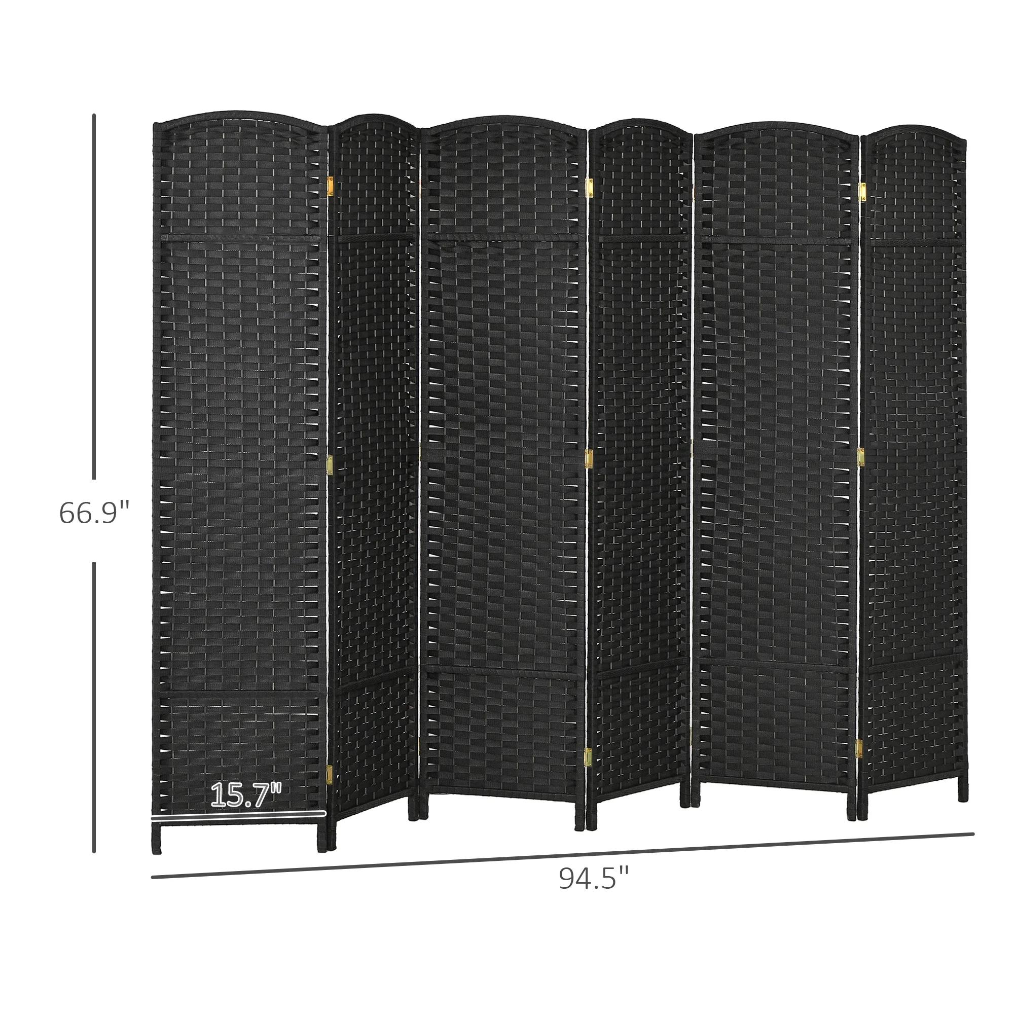 HOMCOM 4 Panel Room Divider Freestanding Folding Privacy Screen Nature Wood - Image 12