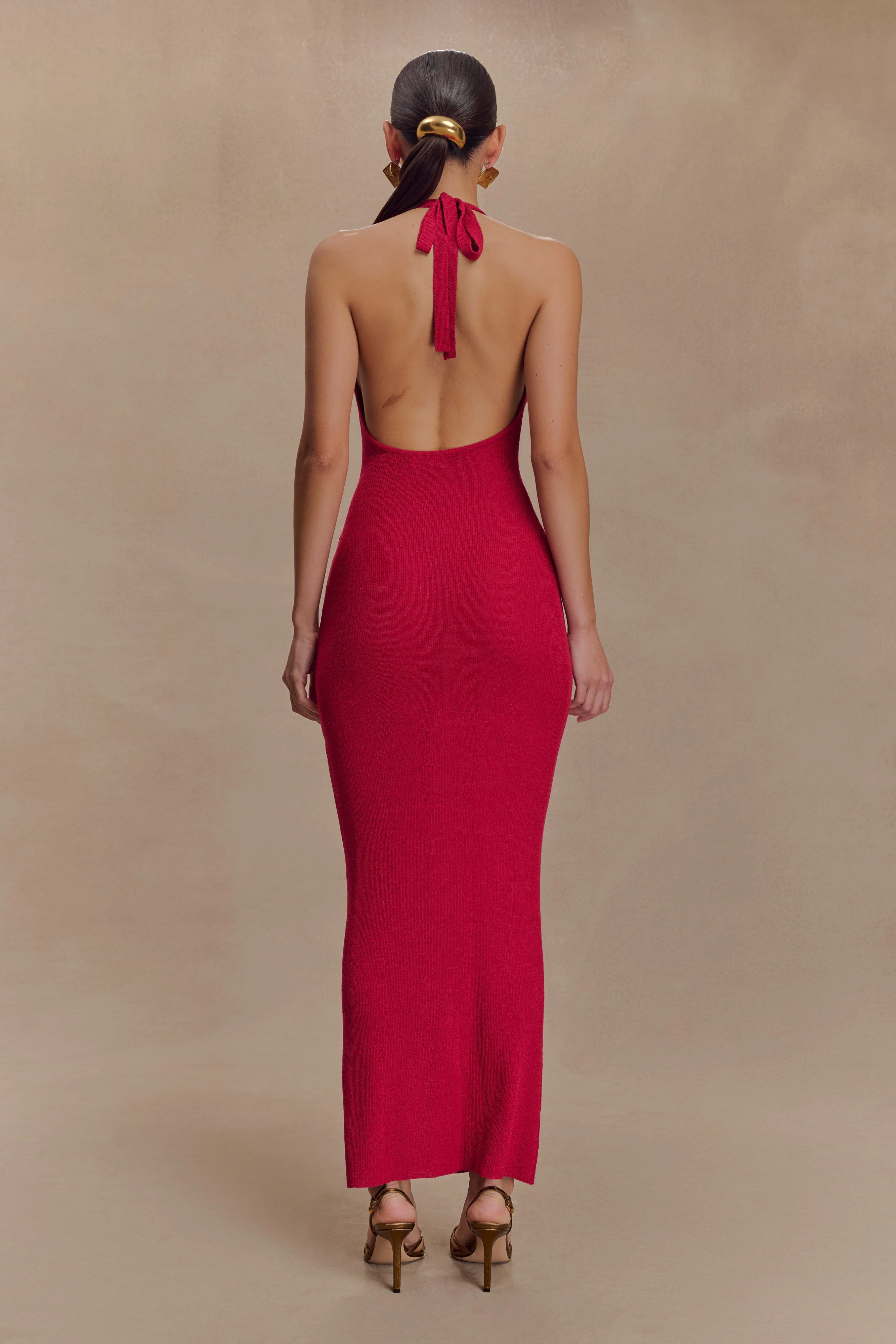 Ayella Cowl Knit Maxi Dress - Raspberry