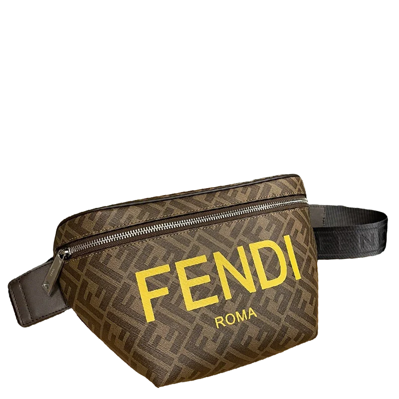 Stylish Fendi Belt Bag With Iconic FF Pattern And Bold Yellow Branding 7vA562 - Replicaclubs