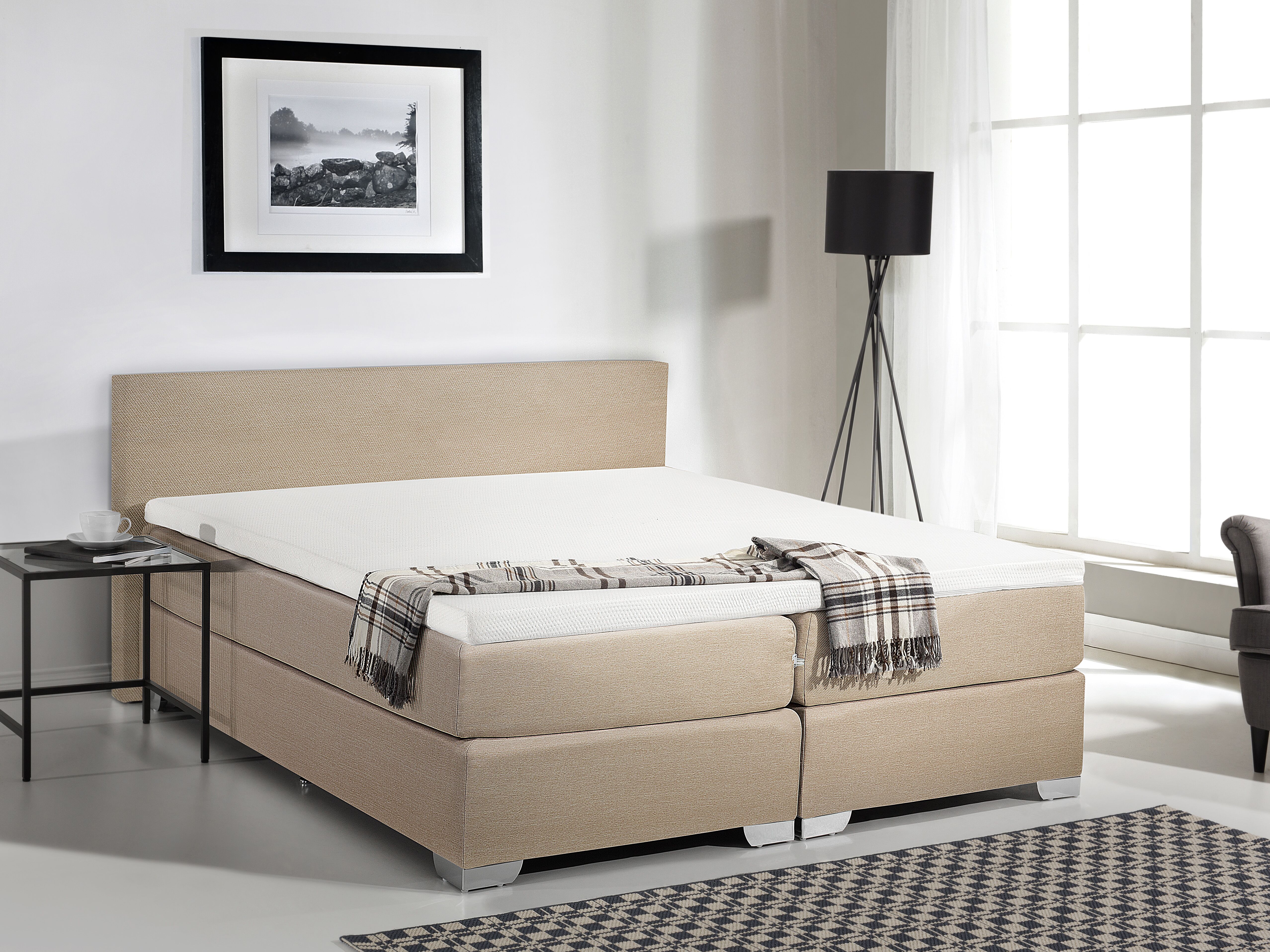 Divan Bed Fabric PRESIDENT 180 x 200 cm (EU Super King) Beige