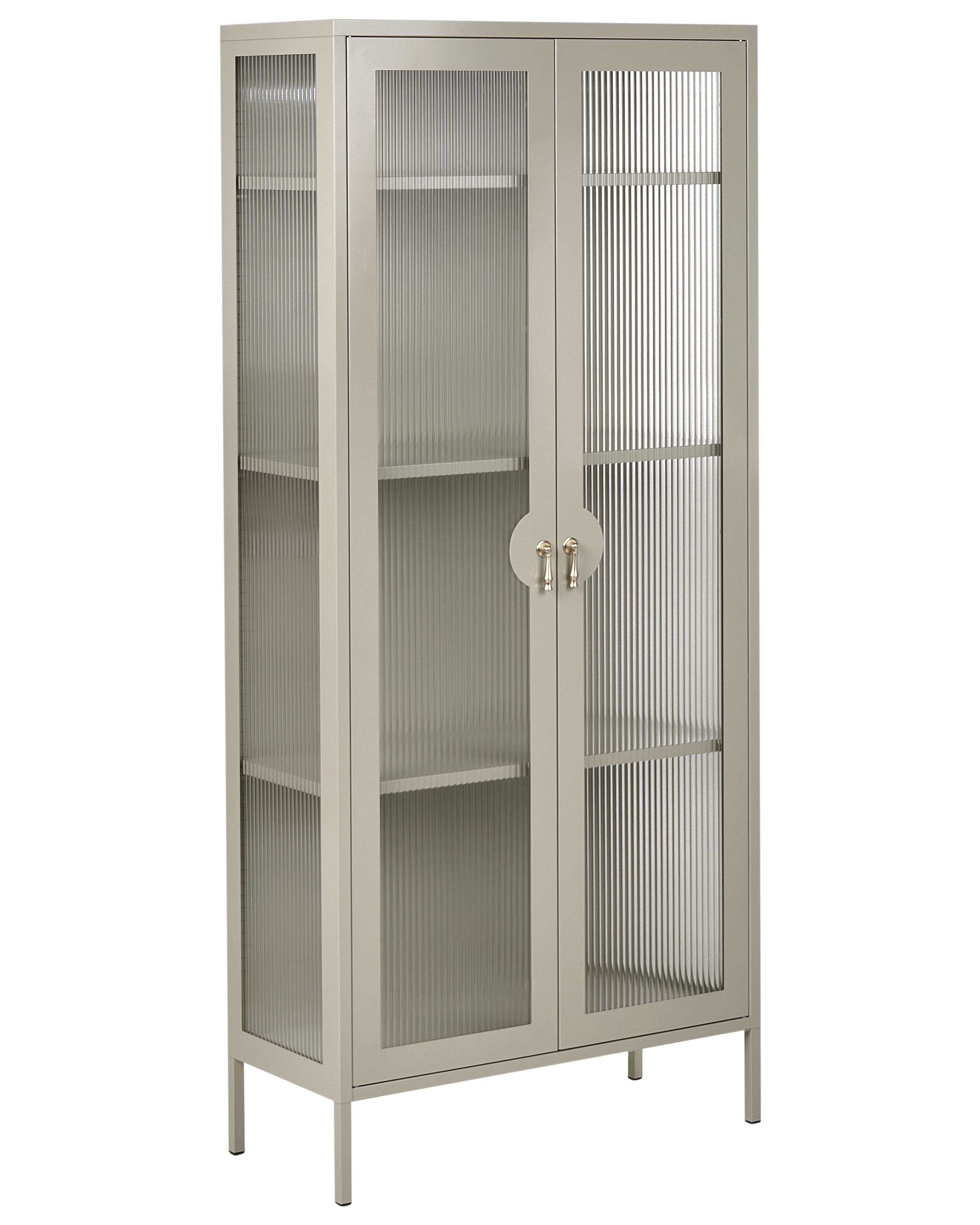 Glass Display Cabinet GLEORA Metal Light Beige