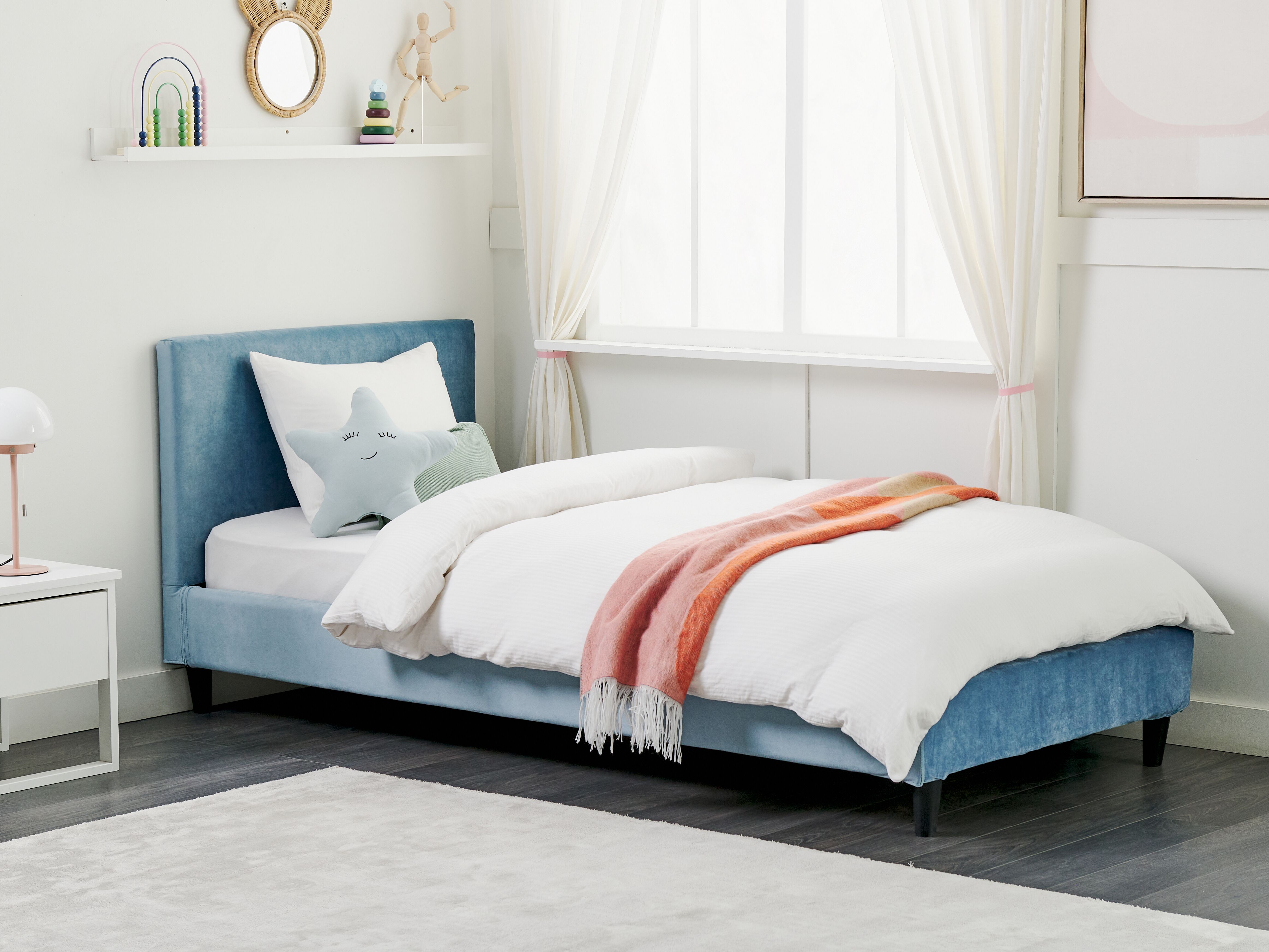 Bed Velvet FITOU 90 x 200 cm (EU Single) Light Blue