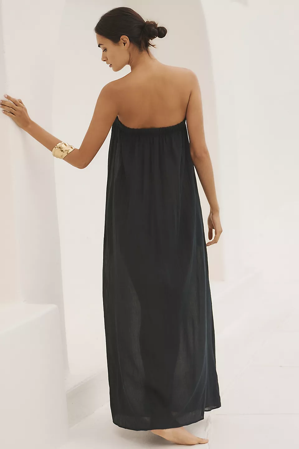 Strapless Gauze Maxi Dress