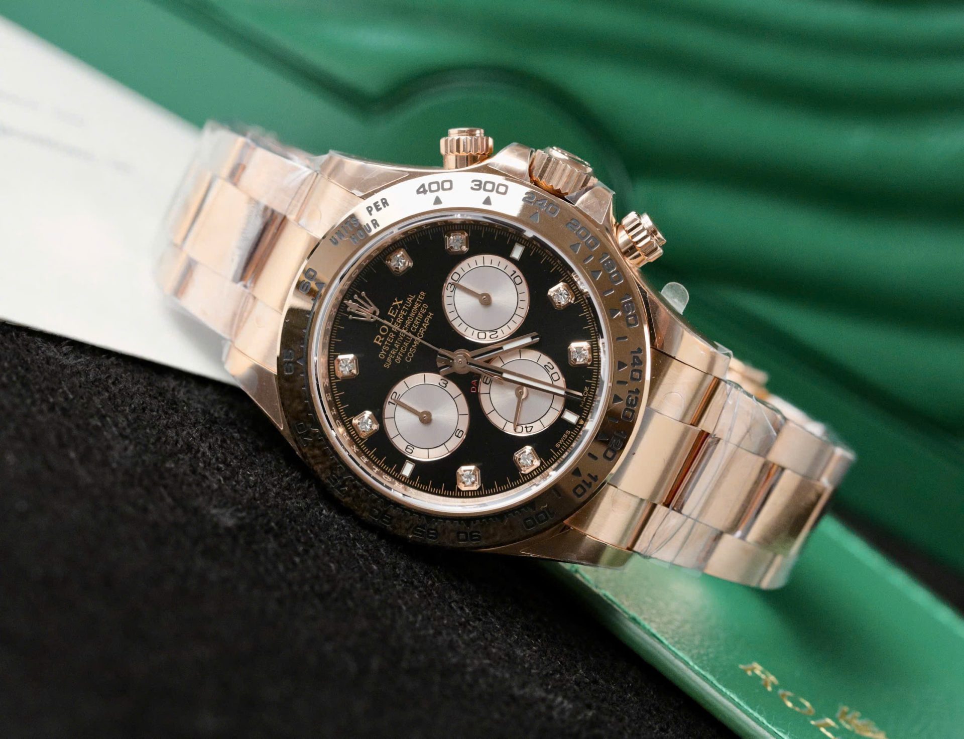 Rolex Daytona 126505 Rose Gold Best Replica Watch Black Dial 40mm - Elite Watch Atelier