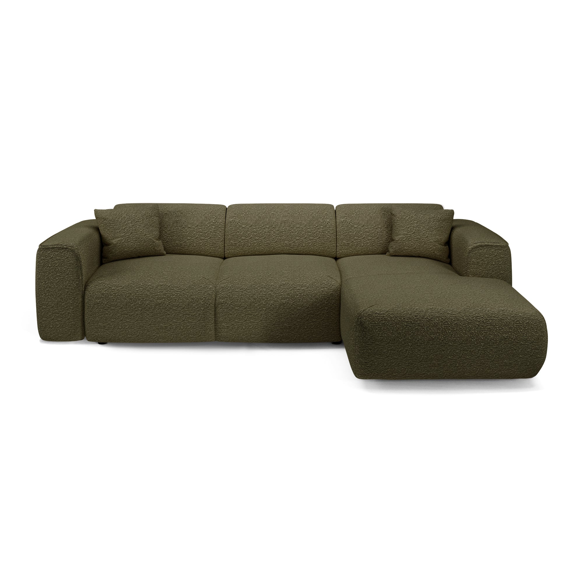 Hoekbanken YUMA 5 personen Bouclette stof Olijfgroen