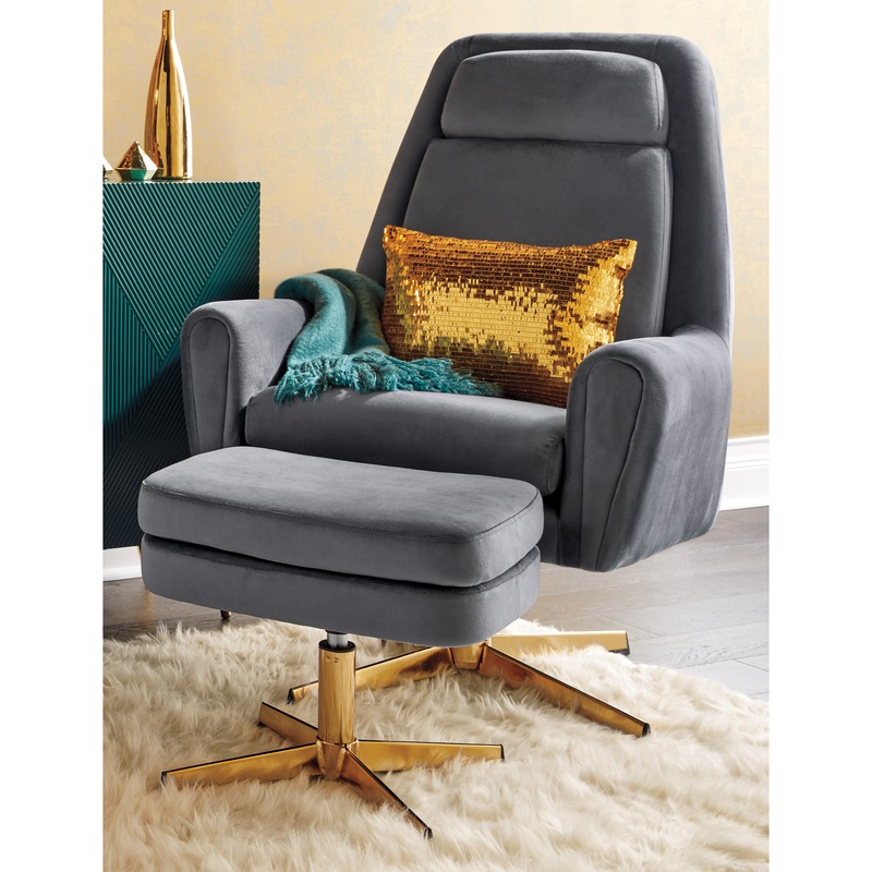 Naida Pedestal Armchair & Ottoman - MIDNIGHT VELVET CATALOG
