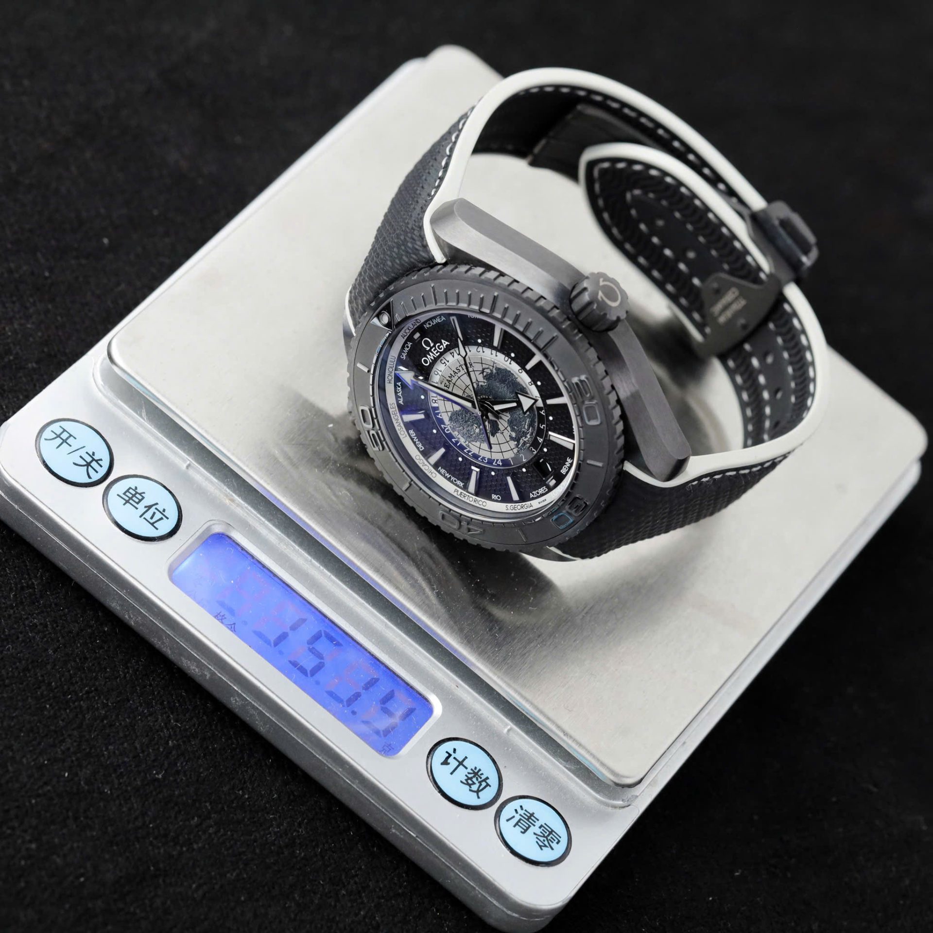 Omega Seamaster Planet Ocean Worldtimer Imitation Watches Black Ceramic Rubber Strap VS Factory 45.5mm - Elite Watch Atelier