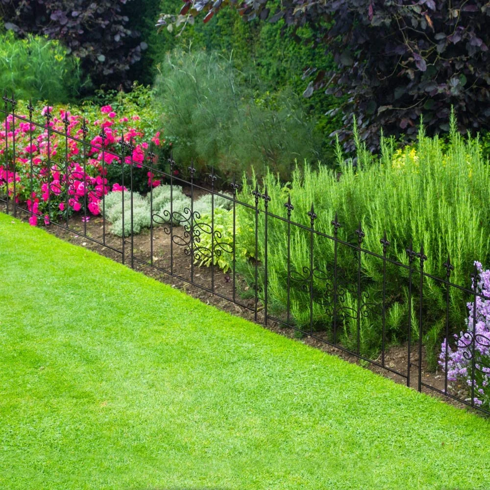Amagabeli GARDEN & HOME Decorative Garden Fence GFP008 27inx10ft Outdoor Coated Rustproof Metal Garden Fencing Panel Animal Barrier Iron Folding Edge Wire Border Fence Ornamental for Patio Landscape - Image 3