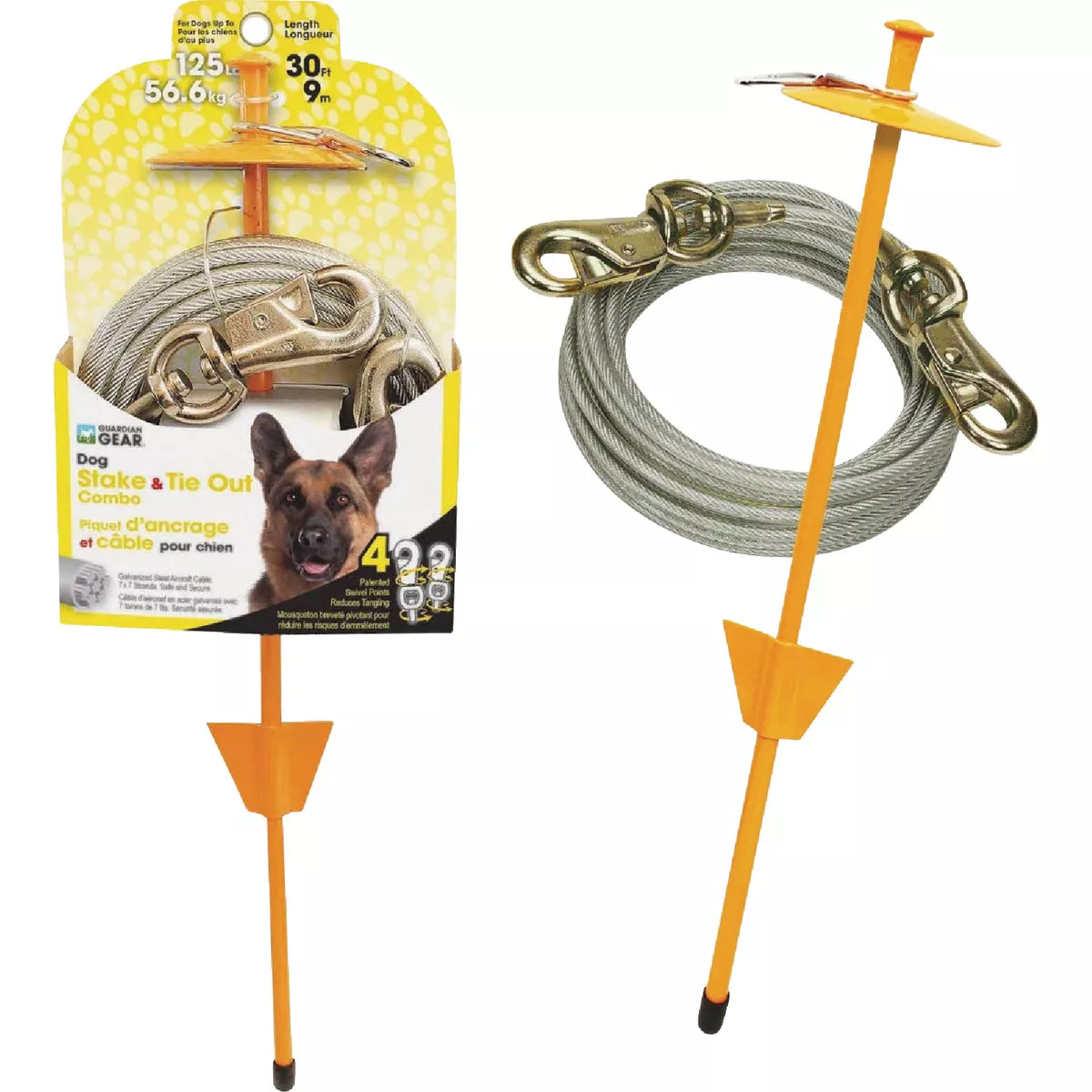 Boss Pet Guardian Gear XL Dog Stake & Tie-Out Combo, 30 Ft.