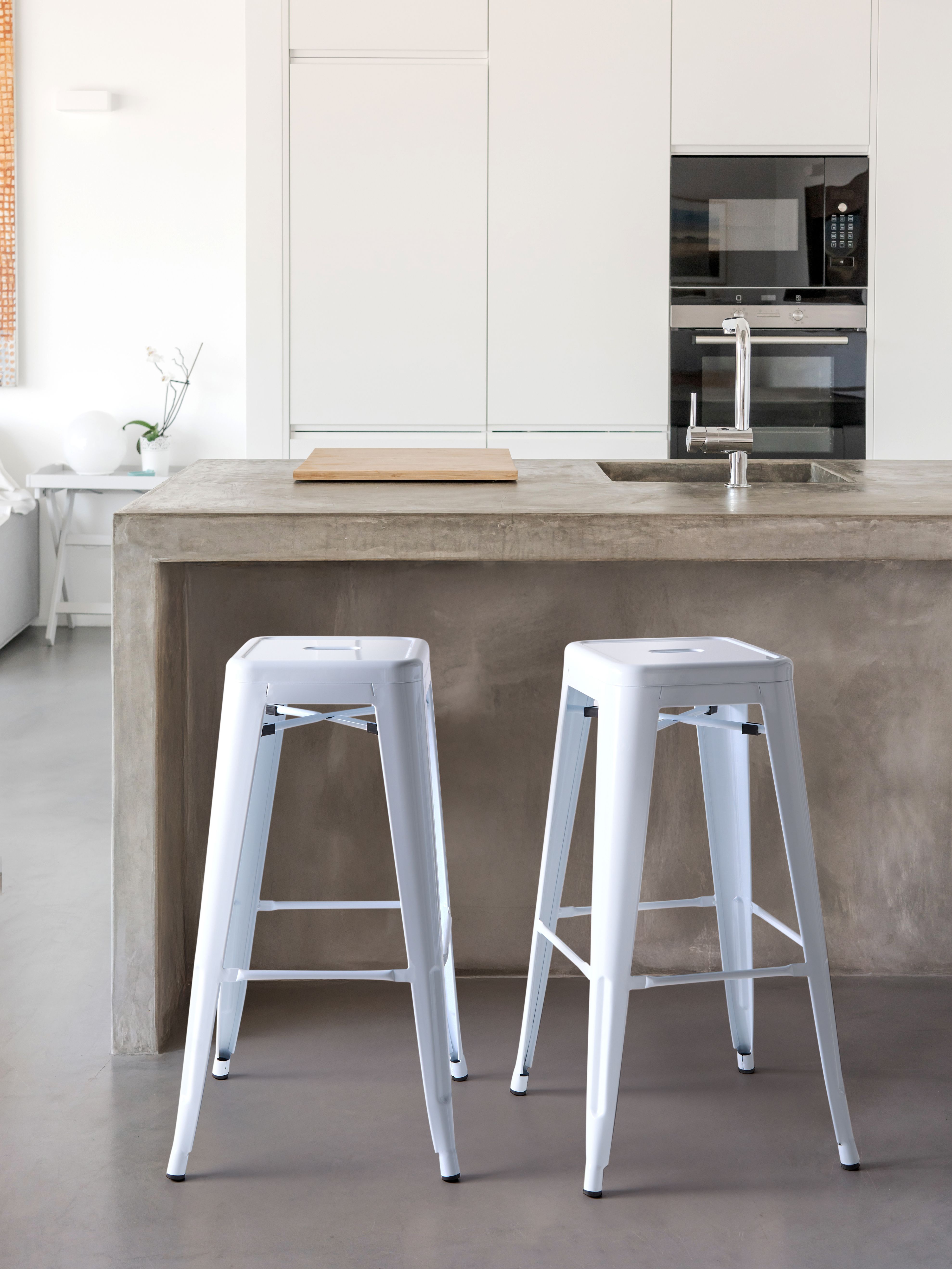 Set of 2 Bar Stools CABRILLO Metal White