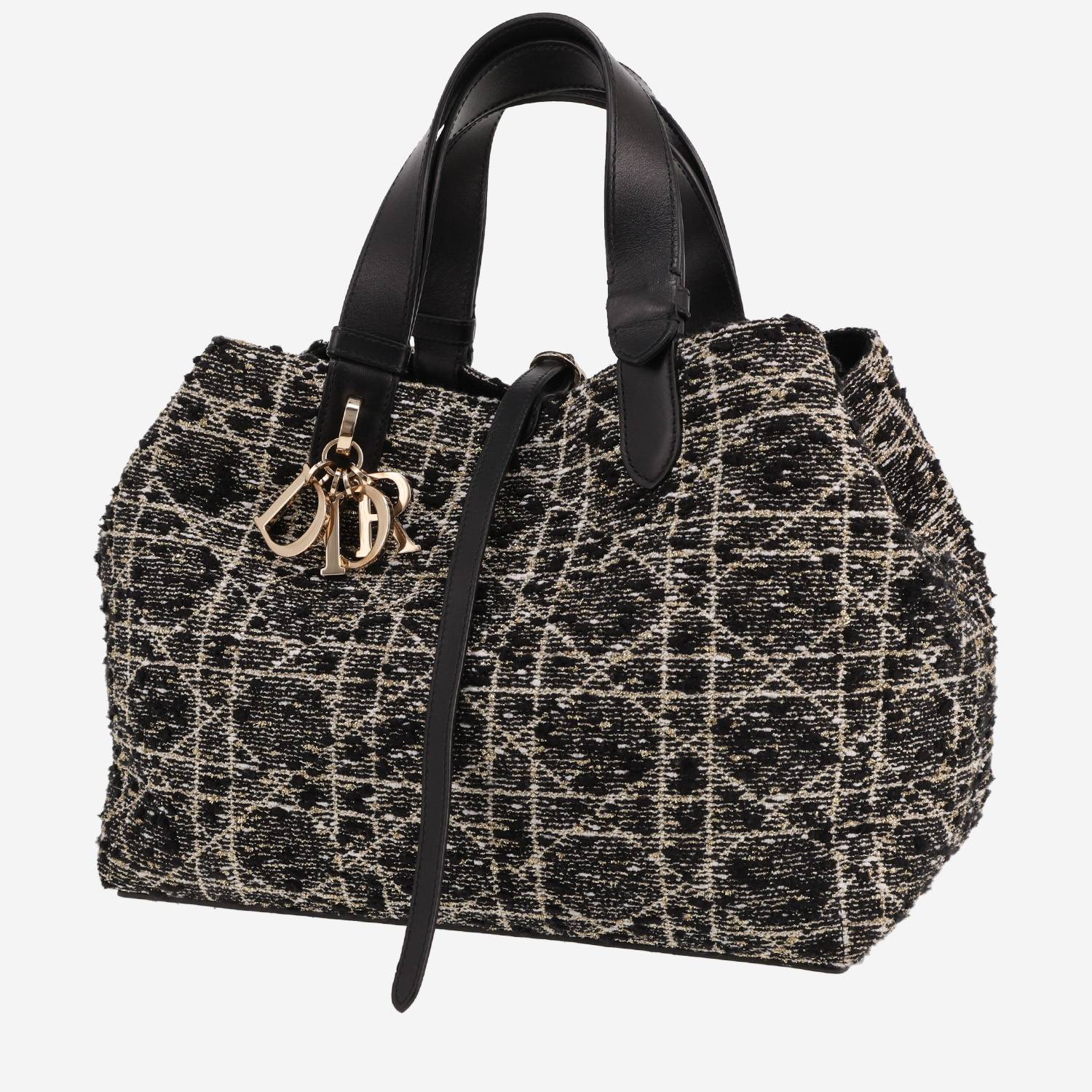 Dior Toujours handbag in black and gold tweed and black leather1:1High-quality replica