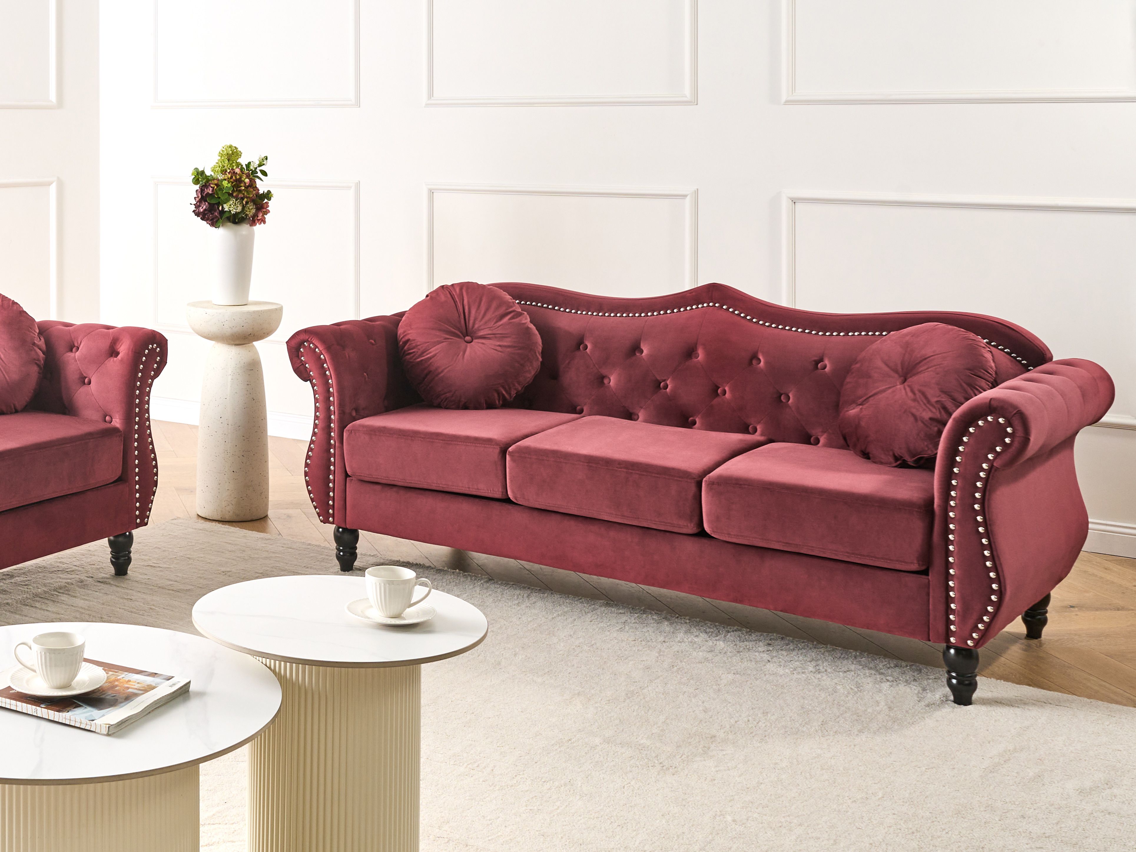 Sofa 3 Seater SKIEN Velvet Dark Red
