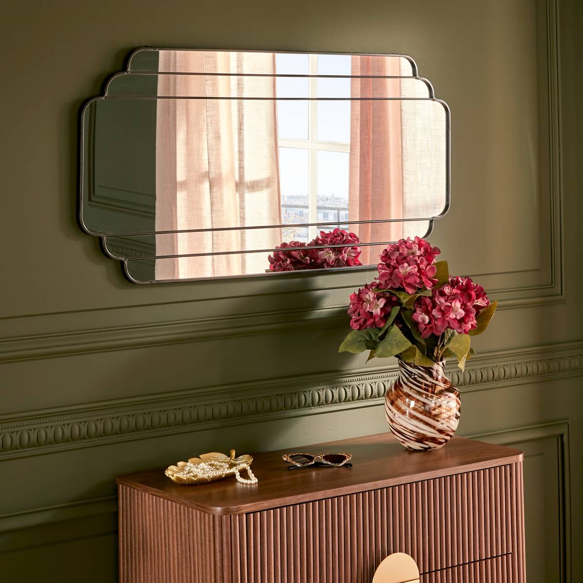 Wall Mirror "Benedita" Black, 100x50 cm