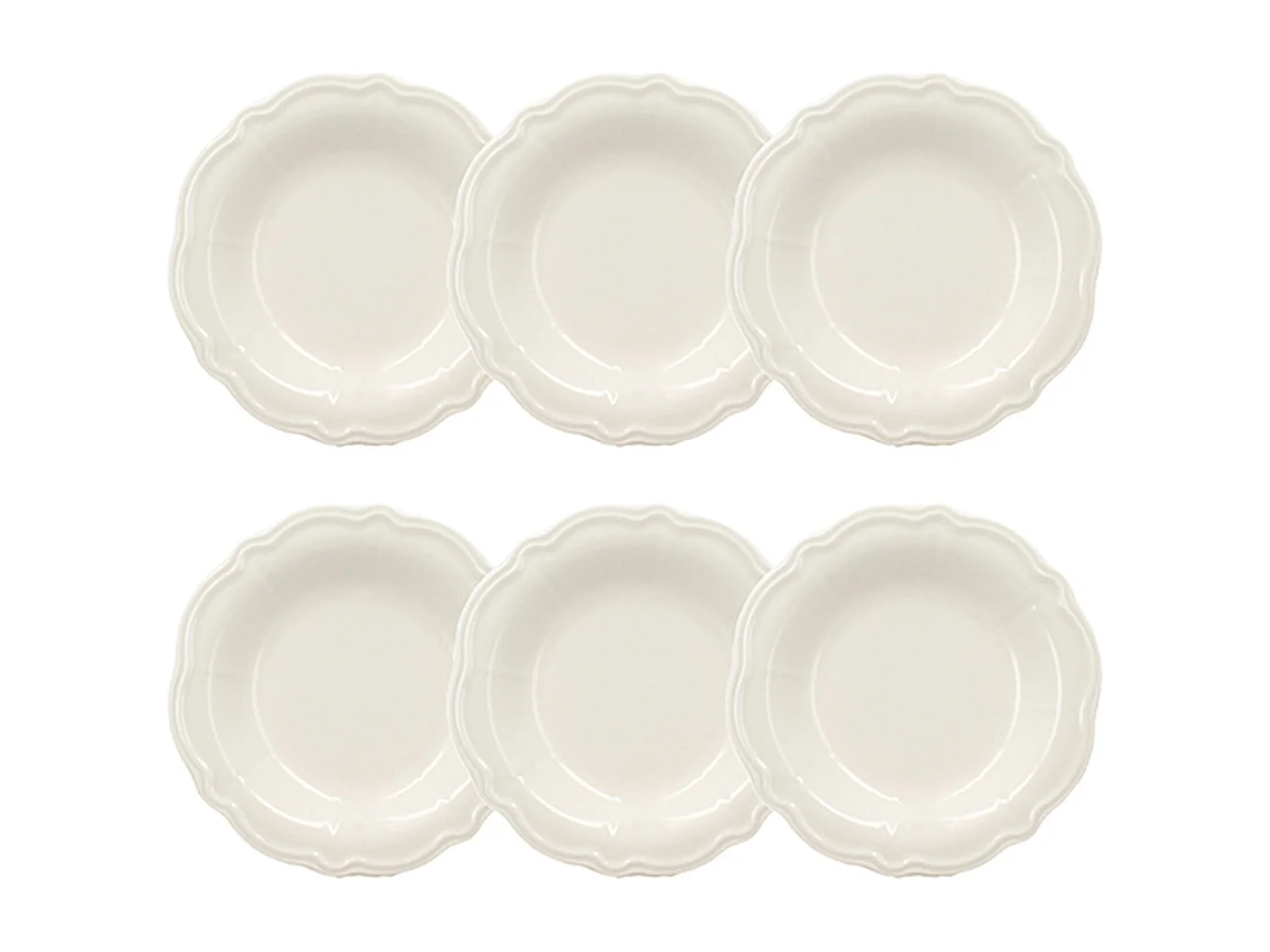 Novastyl - Lot 6 Assiettes Creuses Charlotte 22cm En Grès Blanc