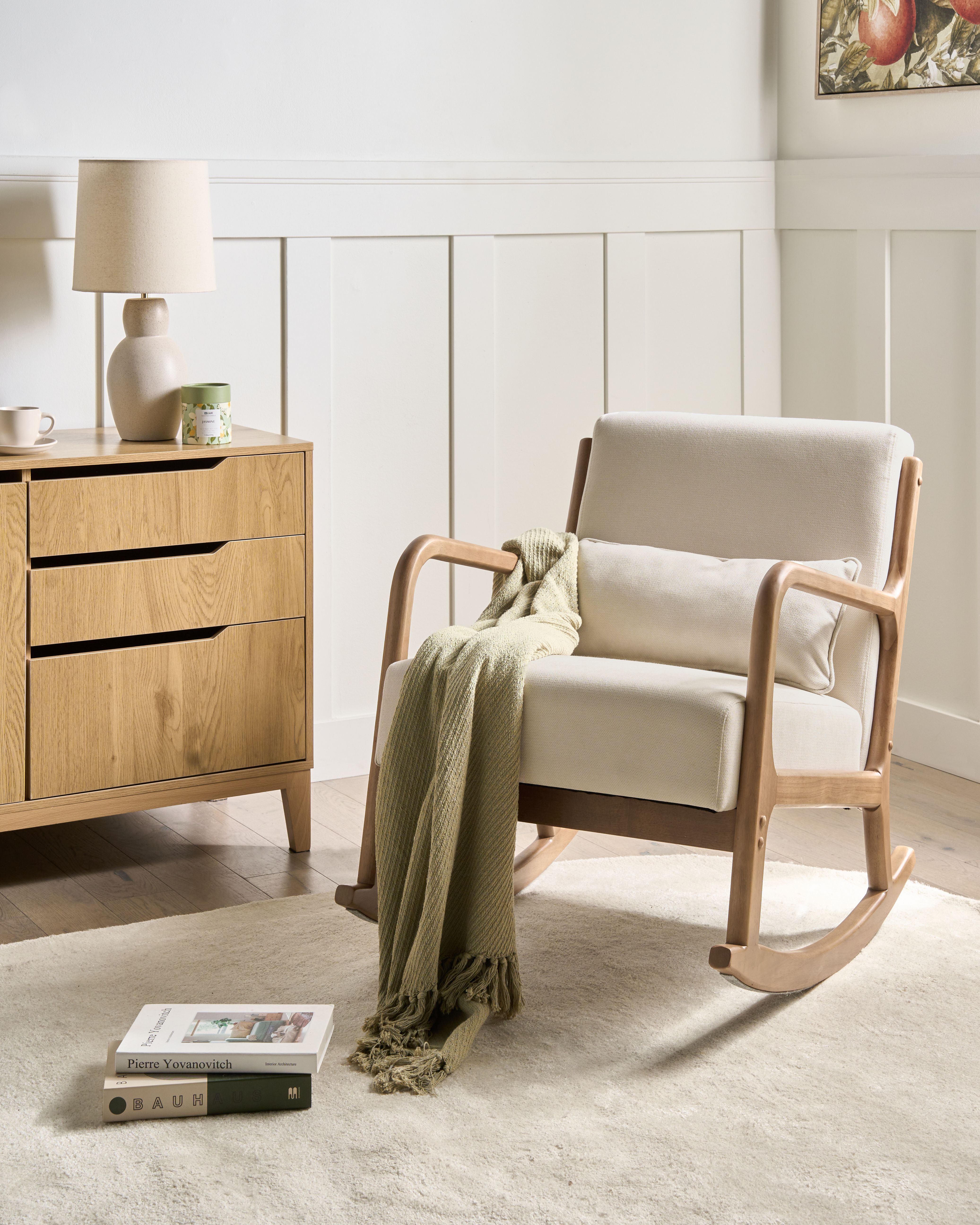 Rocking Chair SKOVDE Fabric Light Beige