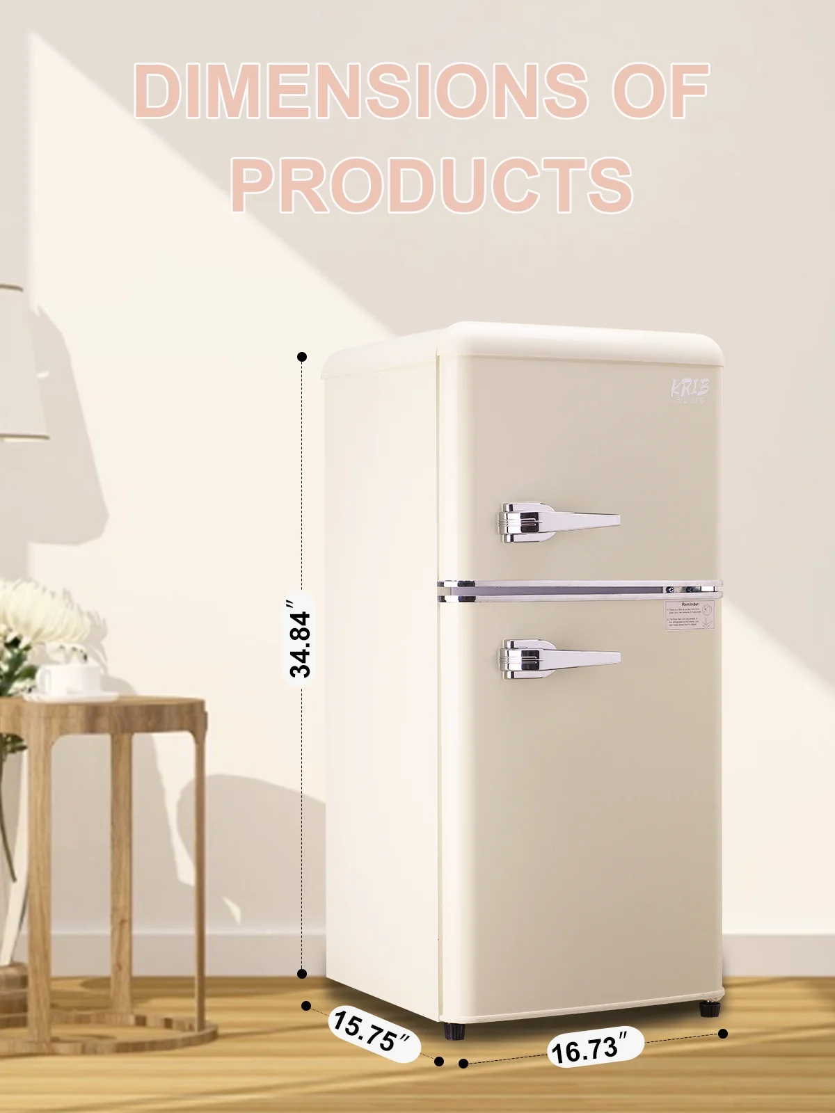Krib B Compact Refrigerator 3.5 Cu.ft, Mini Fridge with Freezer, Modern Fridge with Dual Door, 7 Grade Temperature Adjustment, Silver - Image 15