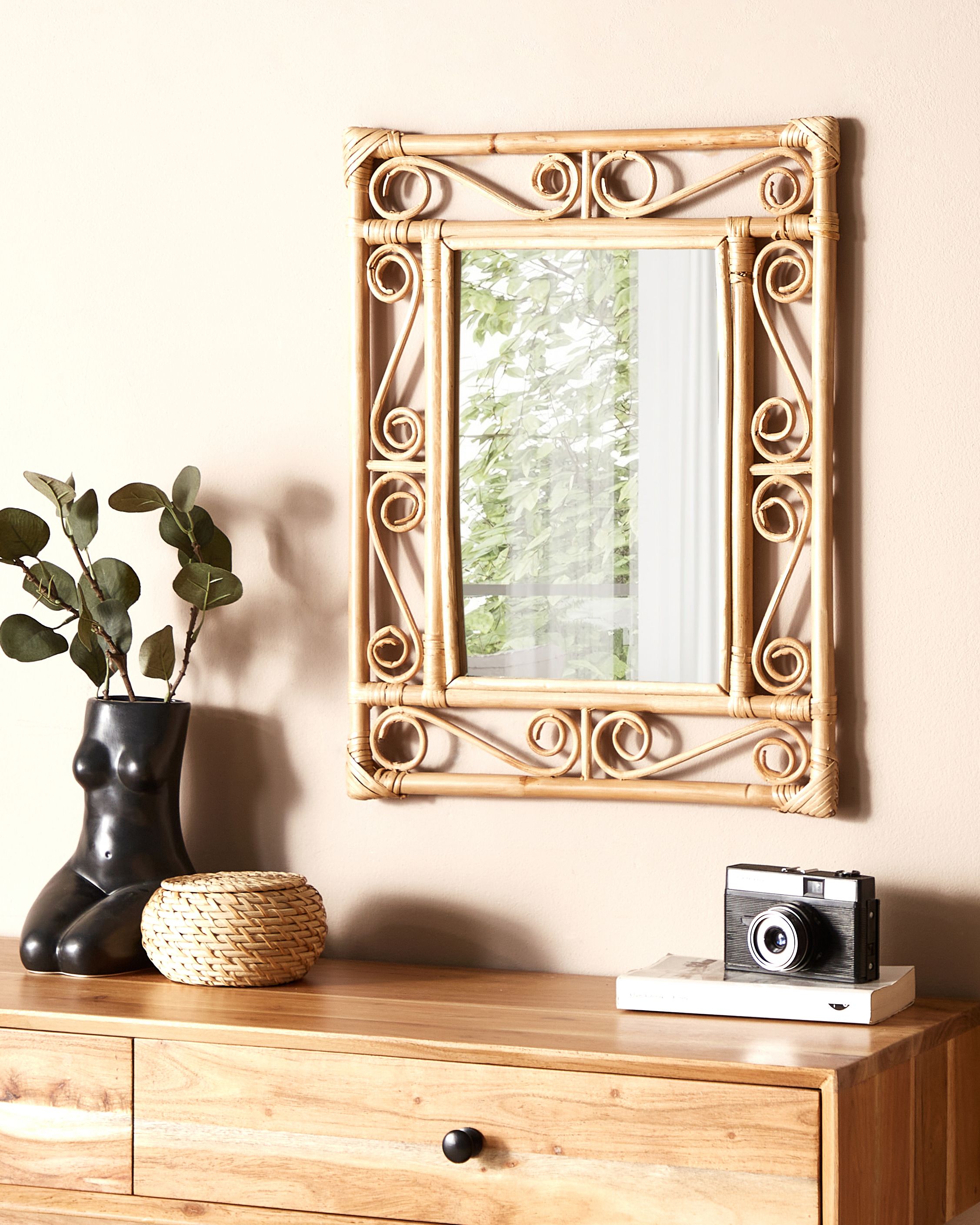 Wall Mirror AMANU 41 cm 52 cm Rattan Natural