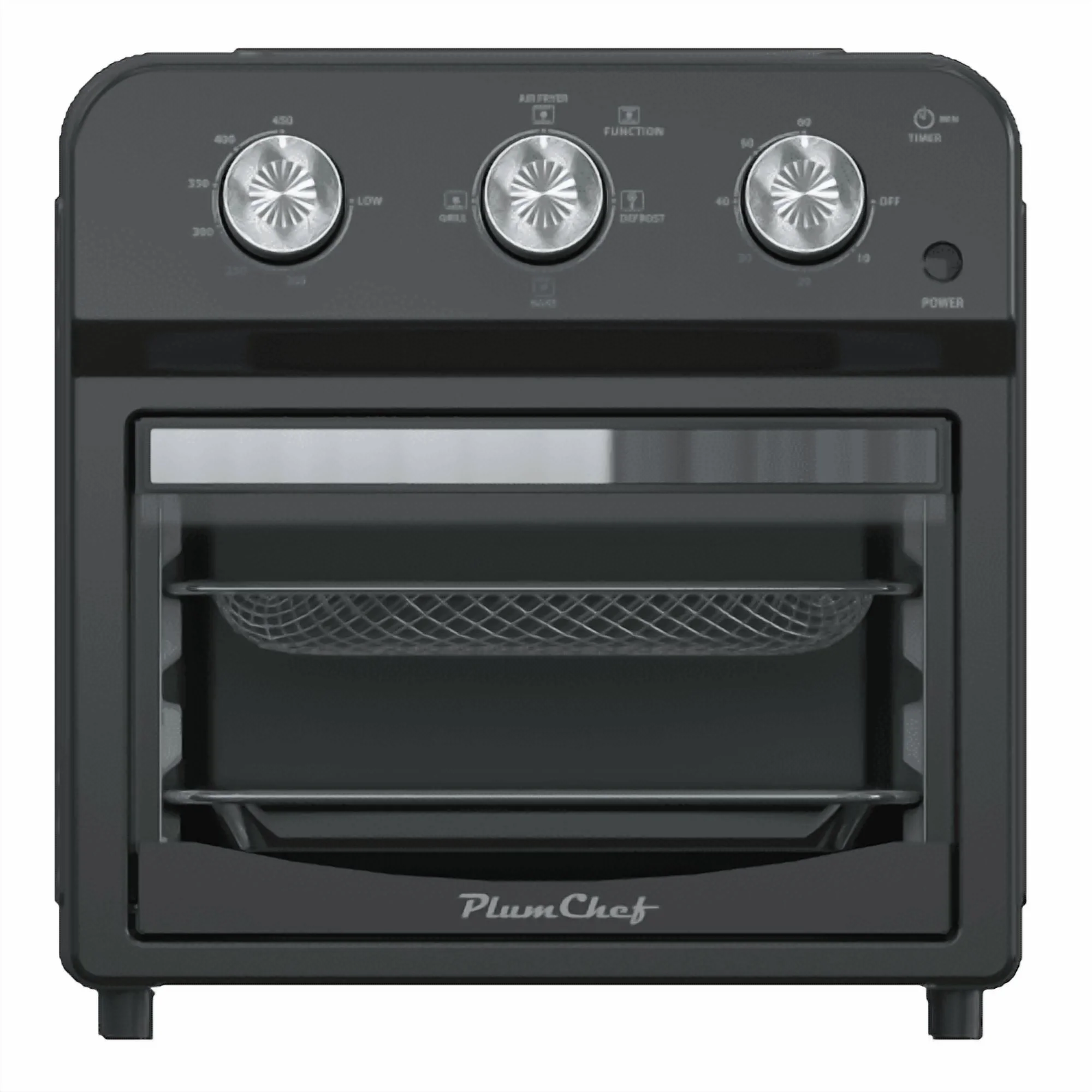 12.5 Quart Air Fryer Convection Toaster Oven, 1500W, 4 Cooking Modes, 7-in-1 Multifunction with Roast, Bake, Grill, Broil, Toast, Dehydrate, Defrost, Stainless Steel, Black