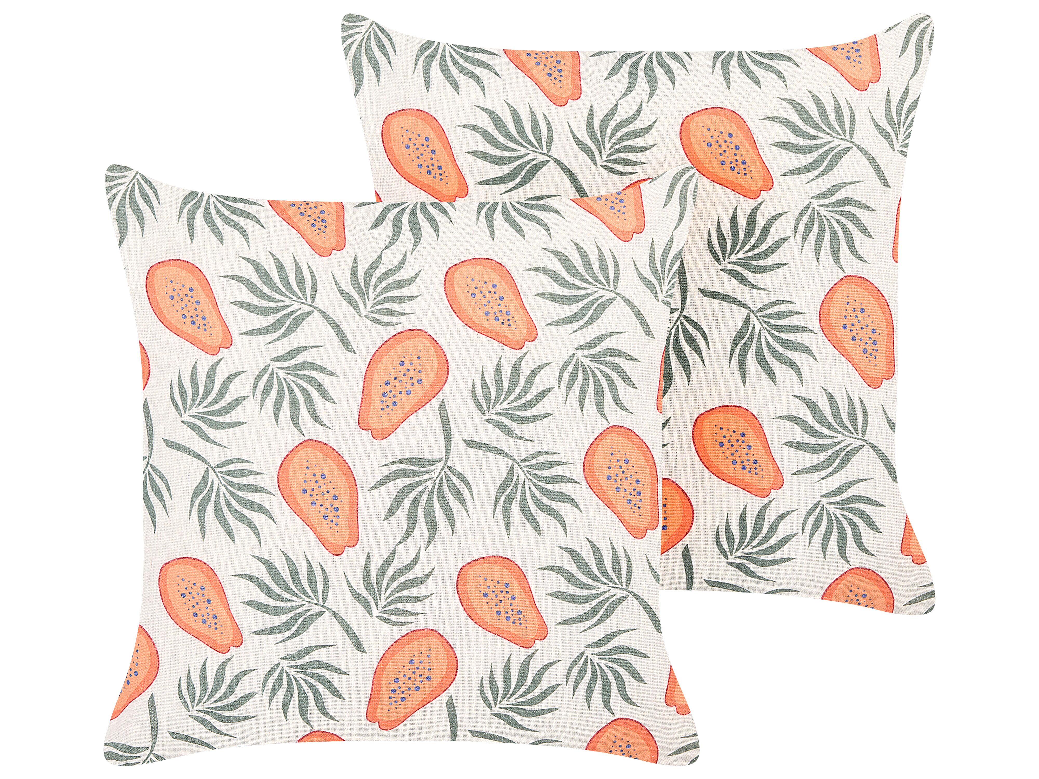 Set of 2 Decorative Cushions AVENS 45 x 45 cm Multicolour Plant Pattern