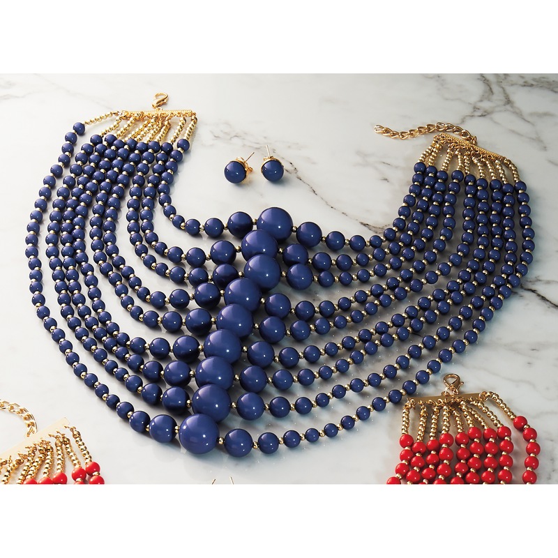 Color Bead Multi-Strand Necklace & Earring Set - MIDNIGHT VELVET CATALOG
