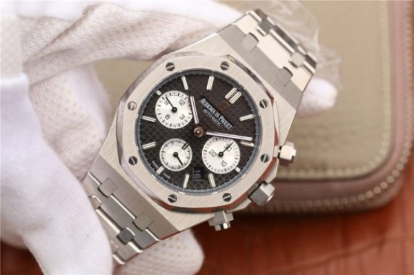 Replica Audemars Piguet Royal Oak Chronograph SS JHF Black/White Dial SS Bracelet A7750 - Elite Watch Atelier