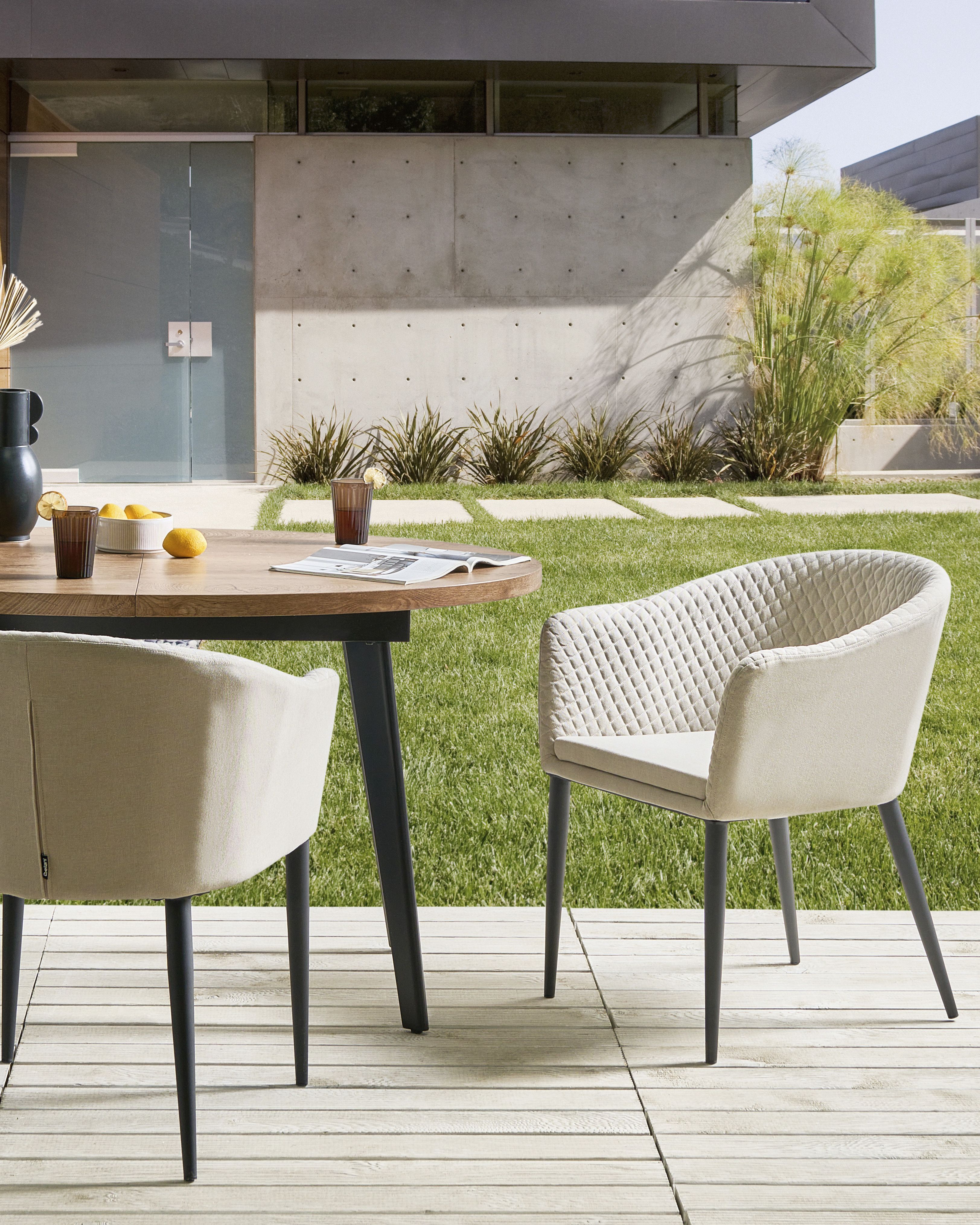 Set of 2 Garden Chairs TULUNI Fabric Beige