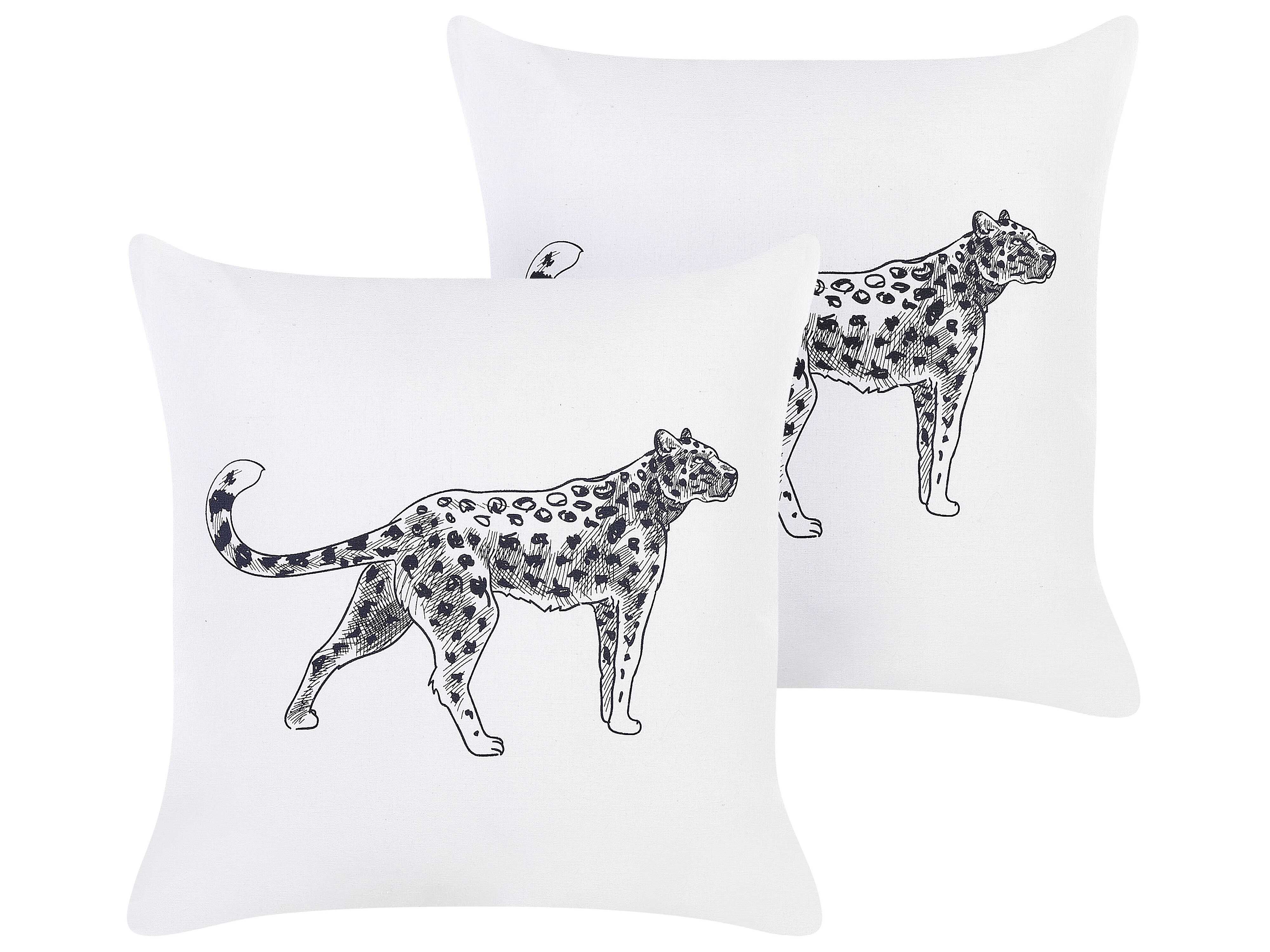 Set of 2 Decorative Cushions MARULA Cotton 45 x 45 cm White Animal Pattern