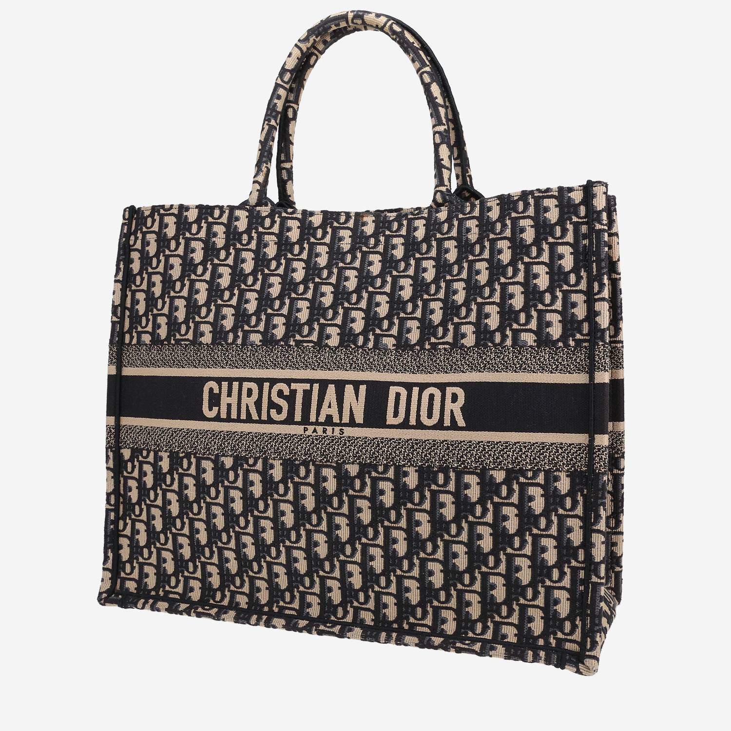 Dior Book Tote shopping bag in blue and beige monogram canvas Oblique