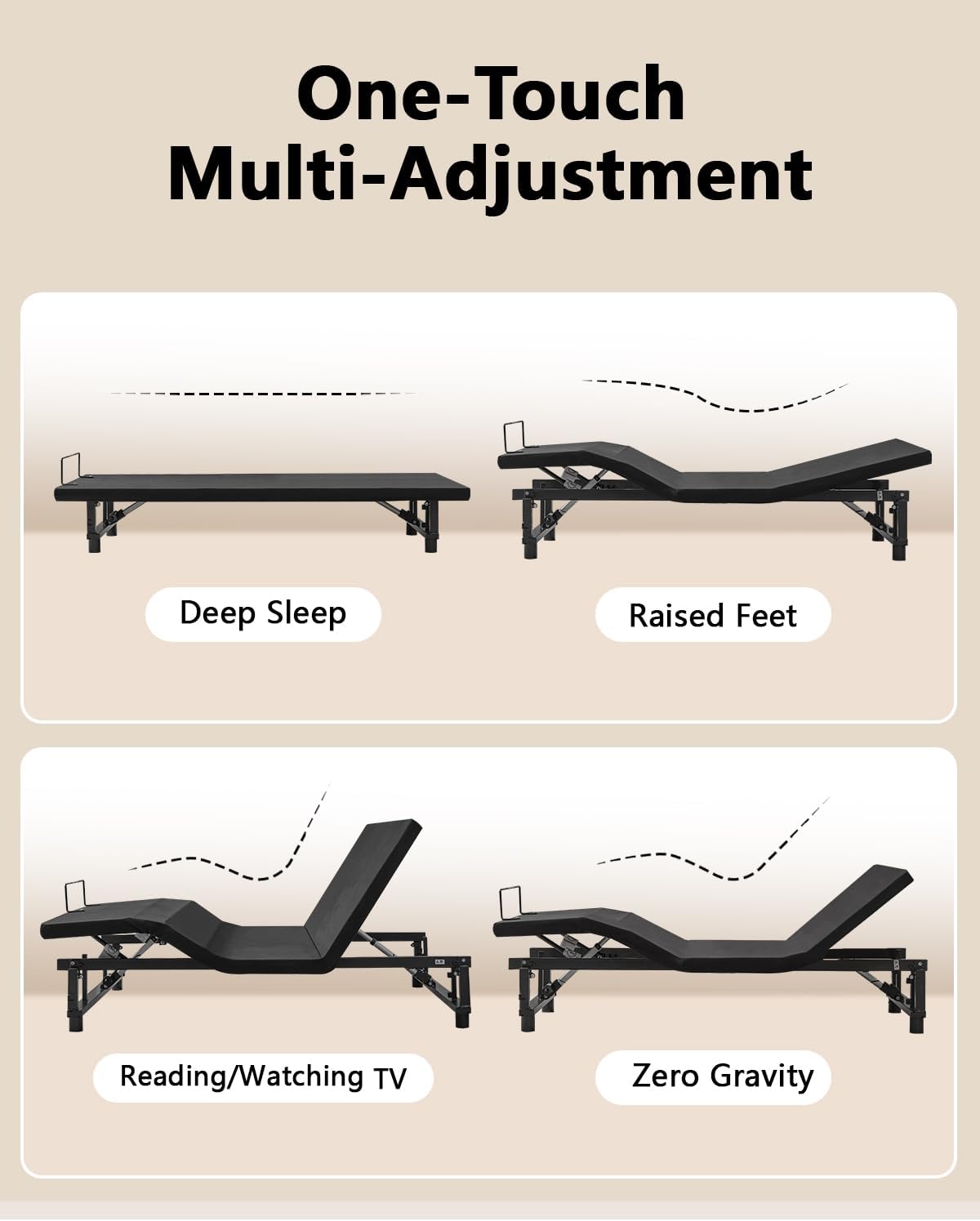 King Size Adjustable Bed Frame with Quiet Motor - Head & Foot Incline, Zero Gravity, Wireless Remote Control, Easy Installation (79