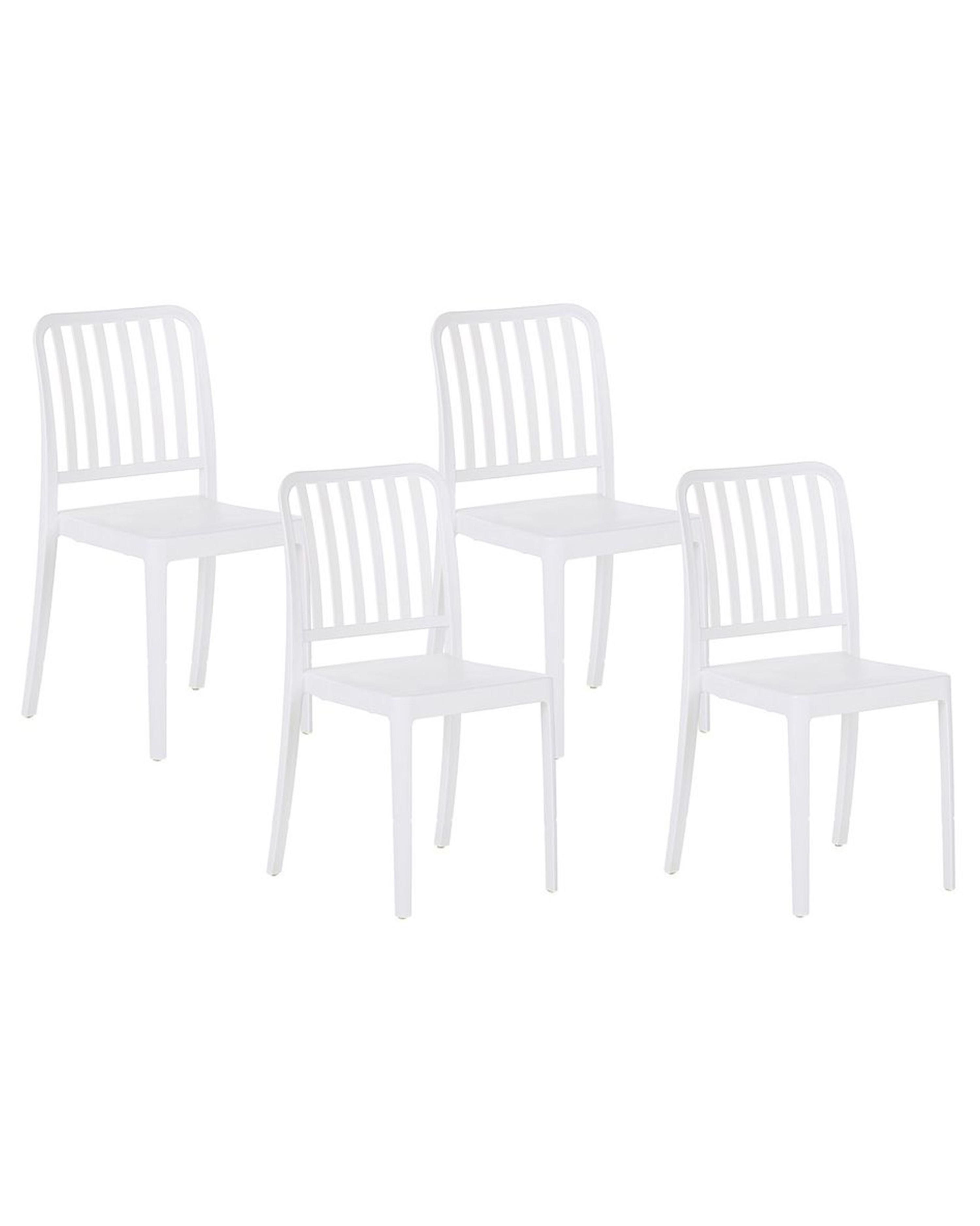 Set of 4 Garden Chairs SERSALE Synthetic Material White