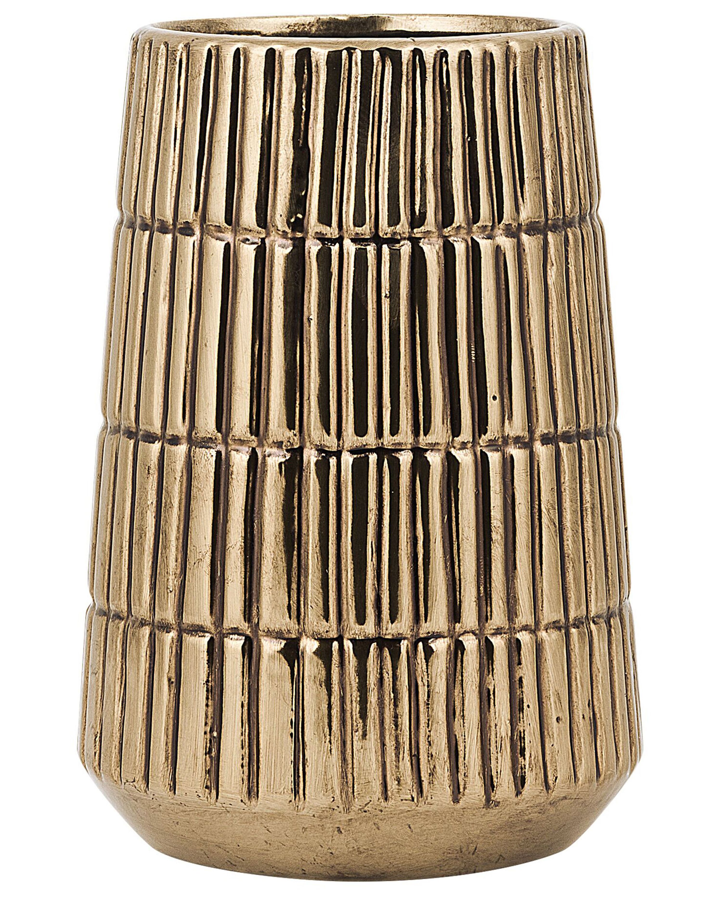 Decorative Vase QANAWAT Stoneware 22 cm Gold