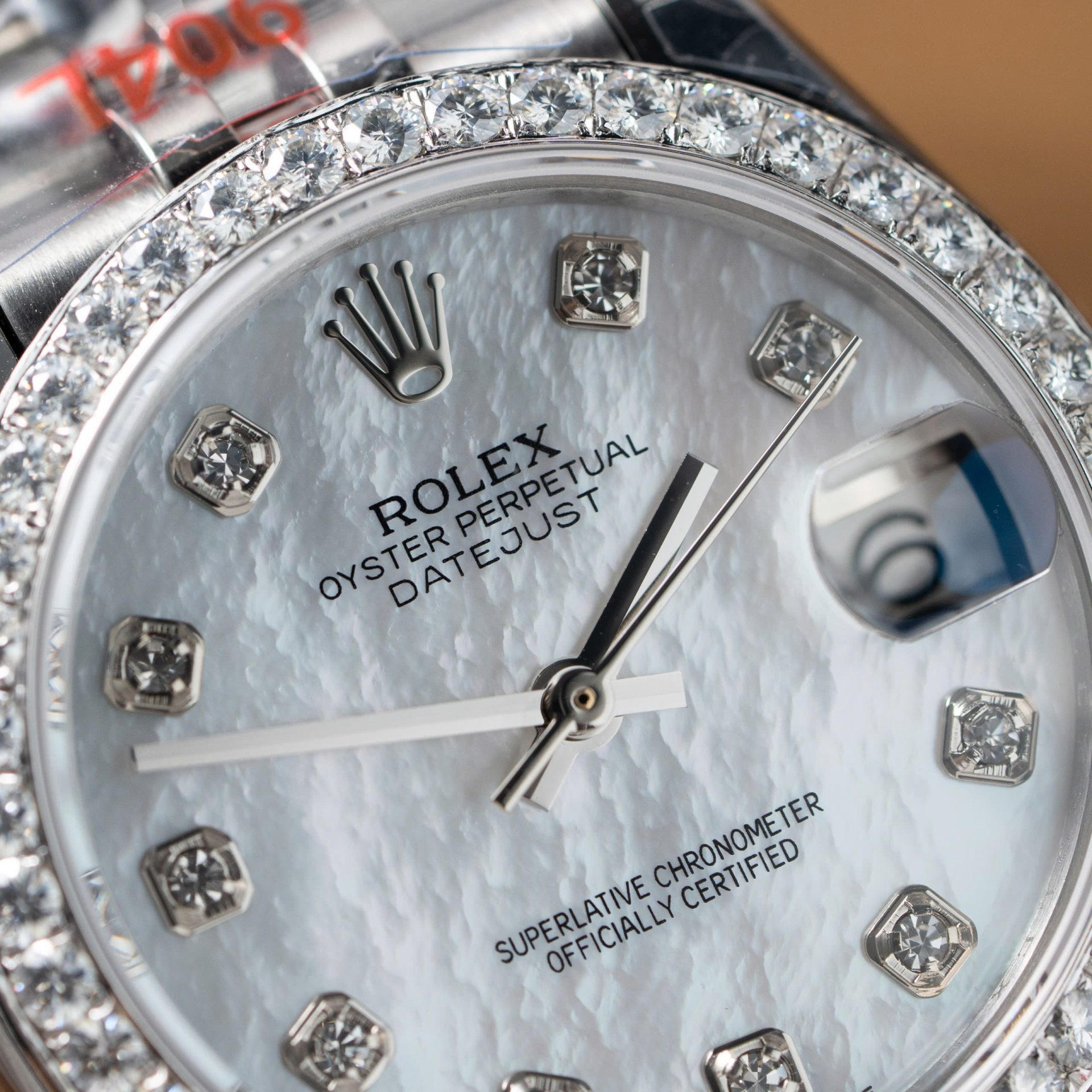 Rolex DateJust Replica Watch Mother Of Pearl Dial With Moissanite Bezel 31mm - Top club