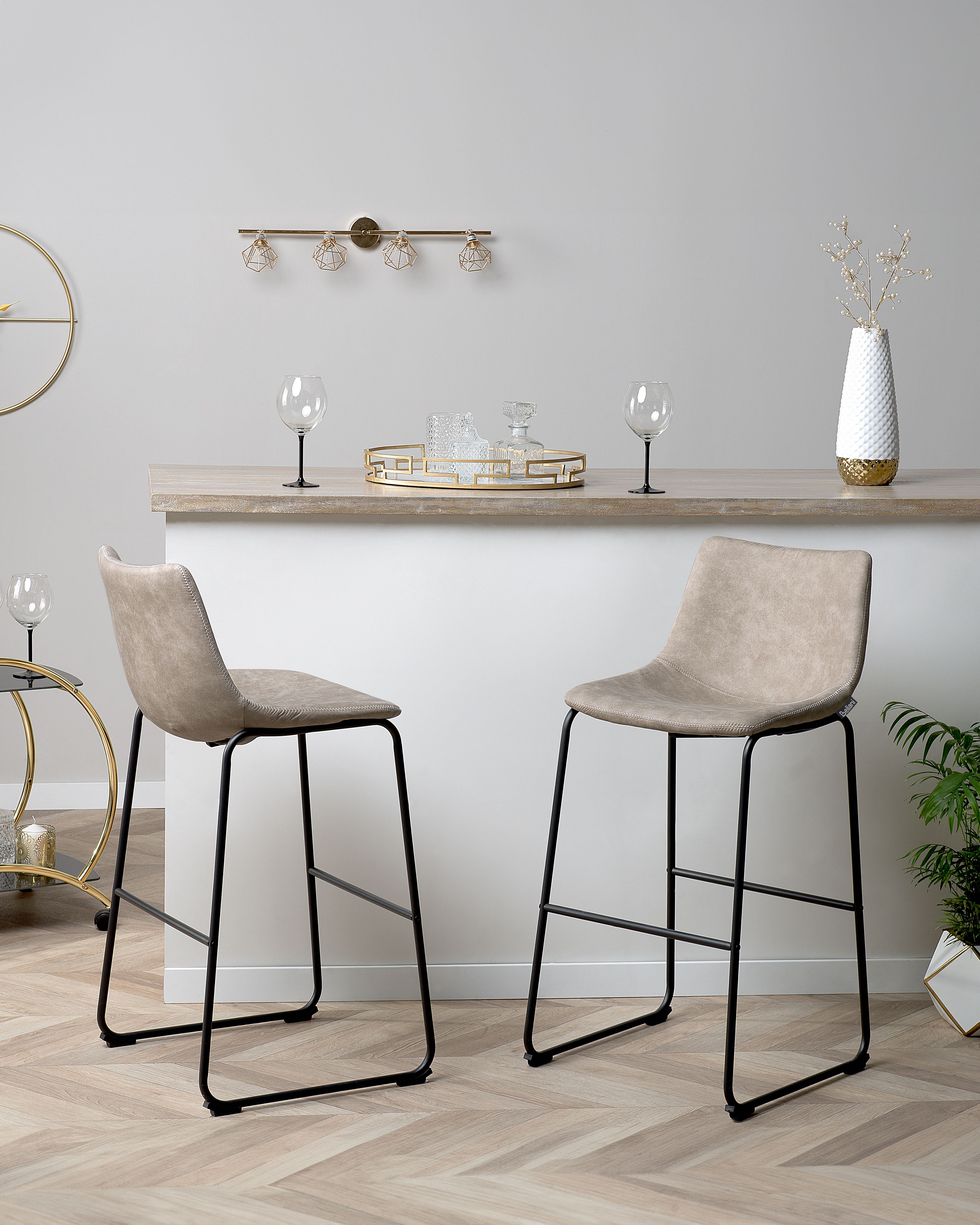 Set of 2 Bar Chairs FRANKS Beige