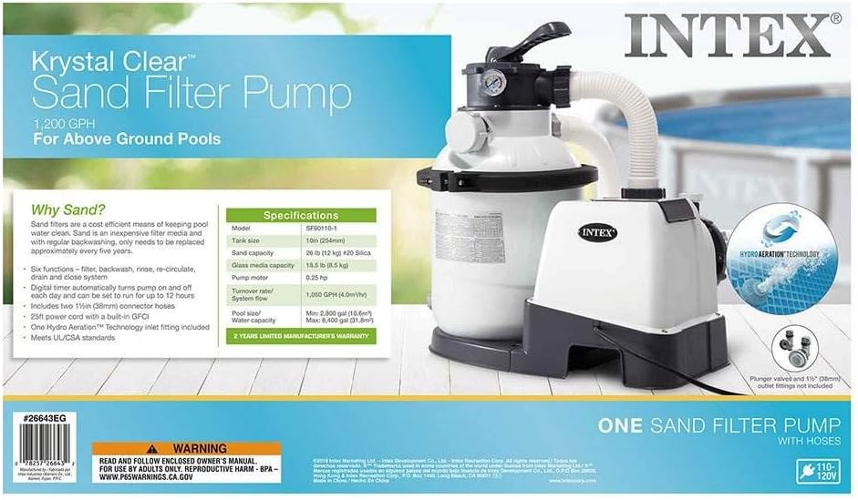Intex Krystal Clear 16 Inch 3,000 GPH Above-Ground Pool Sand Filter Pump - 26651EG - Image 9 Intex Krystal Clear 16 Inch 3,000 GPH Above-Ground Pool Sand Filter Pump - 26651EG - Image 9