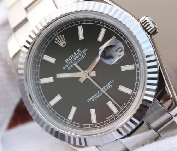 Replica Rolex DateJust 41mm 126334 Noob Fluted Bezel Black Dial Stick Markers Bracelet A3235 - Top club