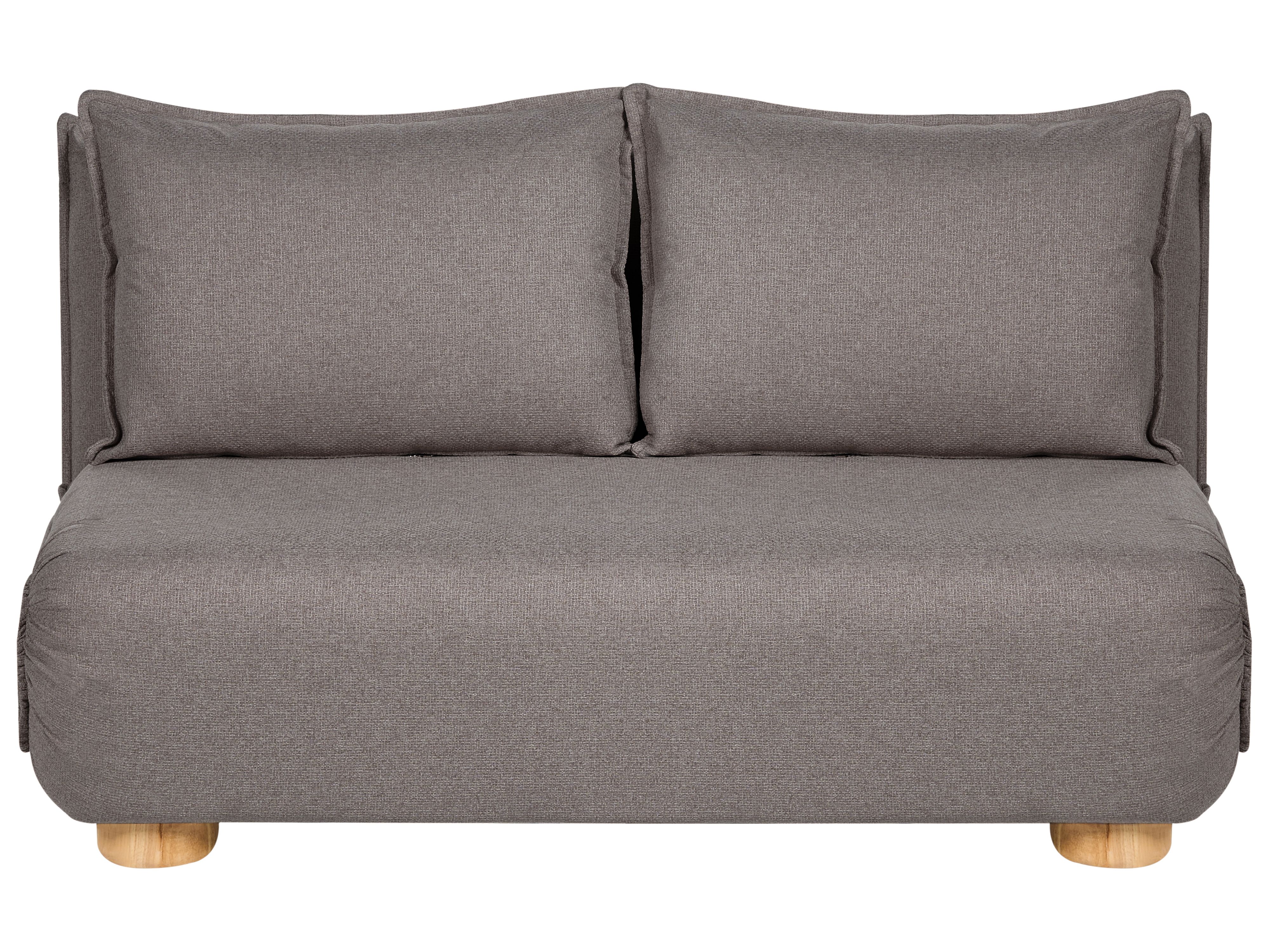 Sofa Bed 2 Seater ABISKO Faux Linen Dark Grey