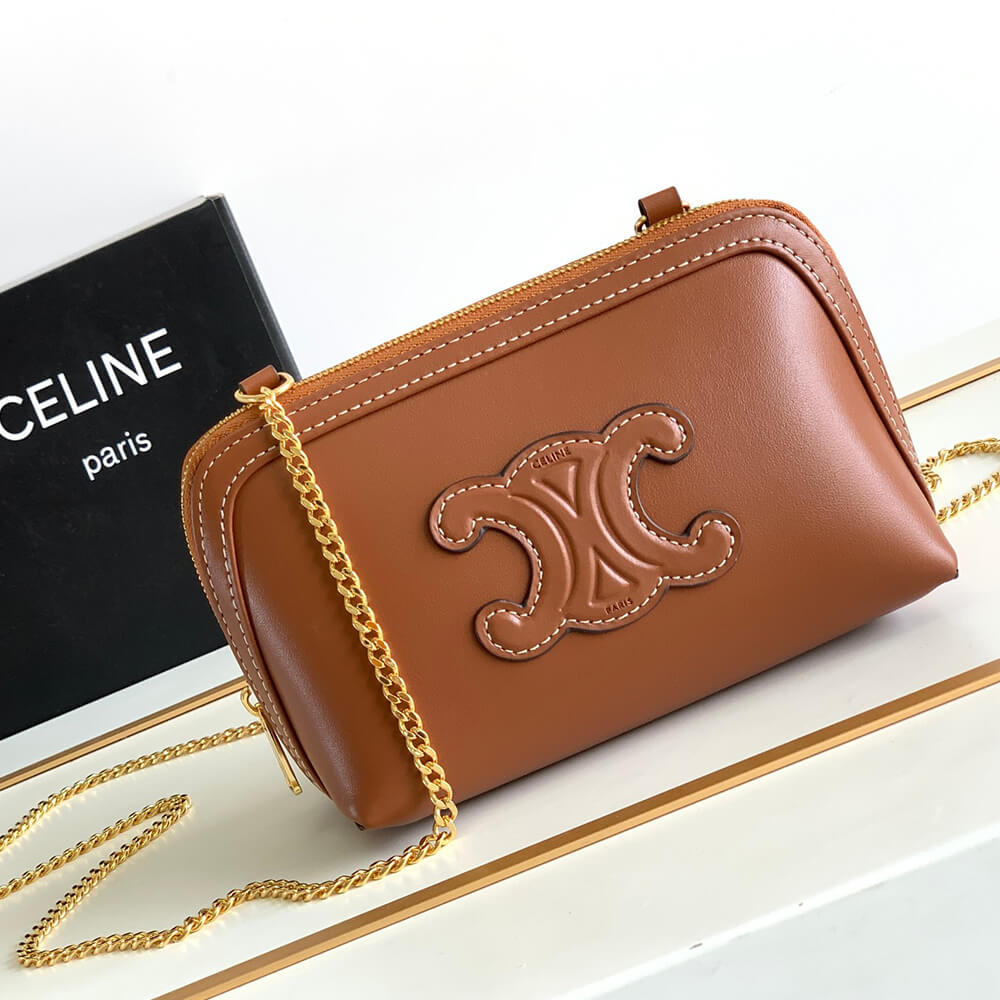 CELINE Clutch on Chain Cuir triomphe IN smooth calfskin(High-end Grade)1:1High-quality replica