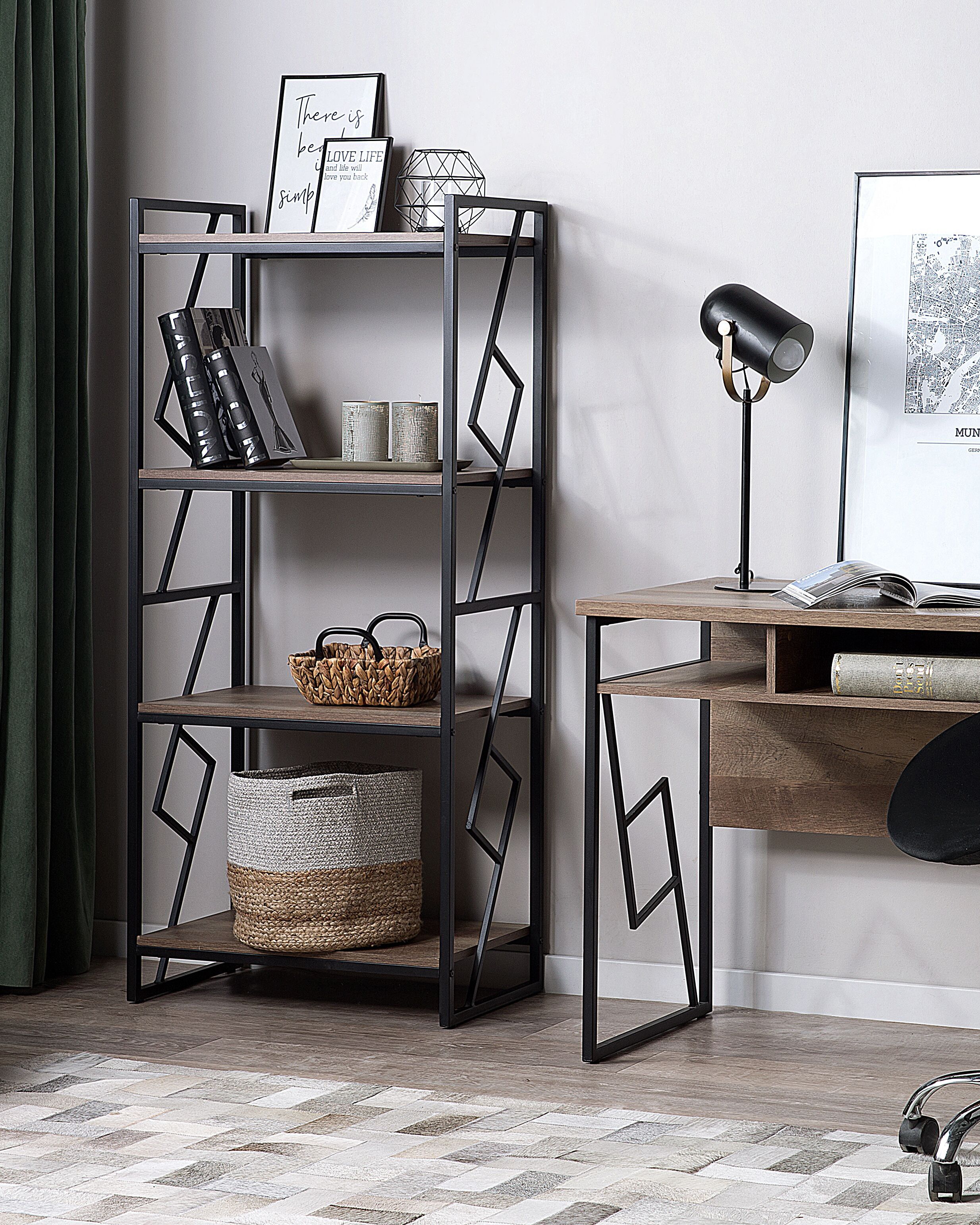 4 Tier Bookcase FORRES 143 cm Brown/ Black