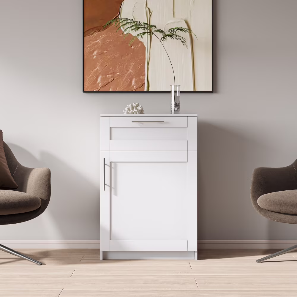 Stackable Wall Cabinet,Solid Wood Storage Cabinet with Adjustable Shelves and Doors,Console Table Side Table for Hallway,Sideboard Buffet Cupboard for Kitchen, 15.75" D x 15.75" W x 70.87" H, White - Image 7